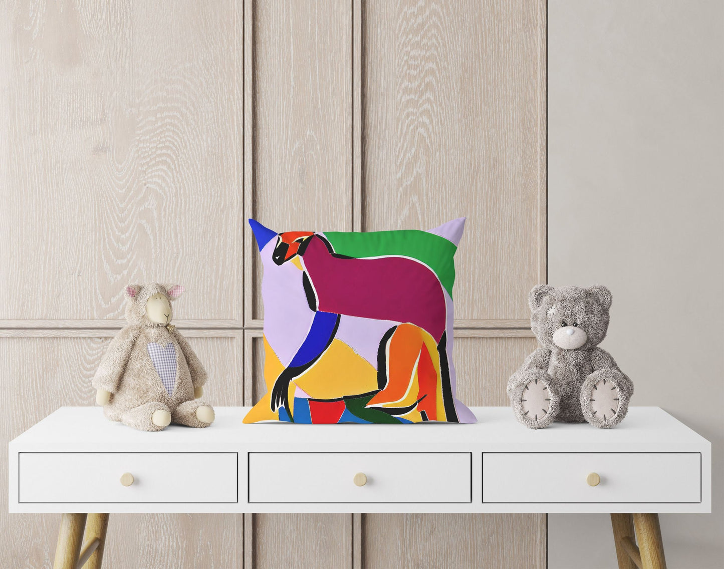 Australian Wildlife Kangaroo Decorative Pillow, Abstract Art Pillow, Art Pillow, Colorful Pillow Case, Fashion, 18 X 18 Pillow Covers