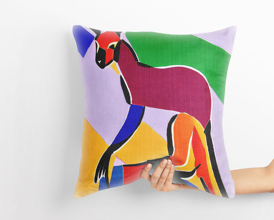 Australian Wildlife Kangaroo Decorative Pillow, Abstract Art Pillow, Art Pillow, Colorful Pillow Case, Fashion, 18 X 18 Pillow Covers