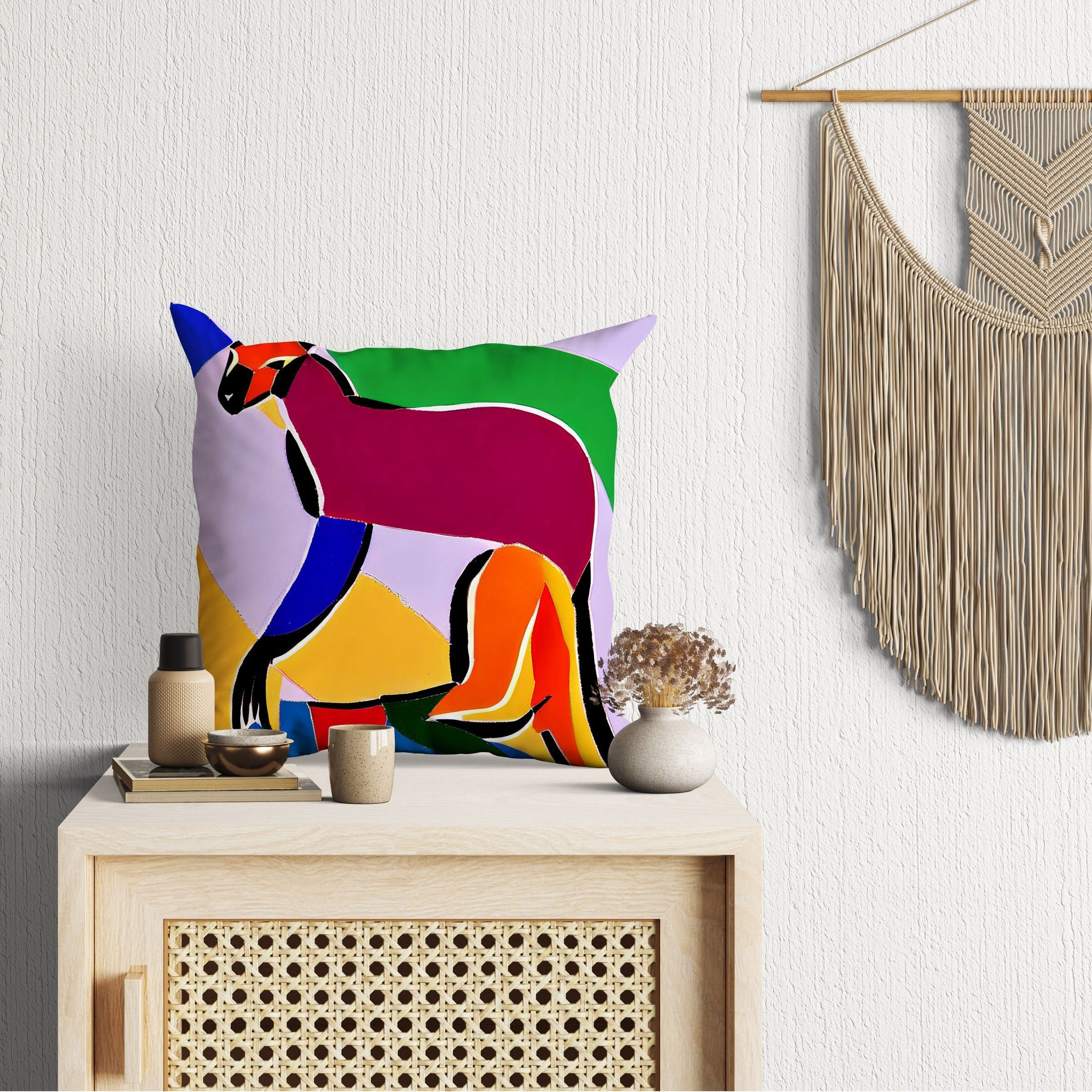 Australian Wildlife Kangaroo Decorative Pillow, Abstract Art Pillow, Art Pillow, Colorful Pillow Case, Fashion, 18 X 18 Pillow Covers