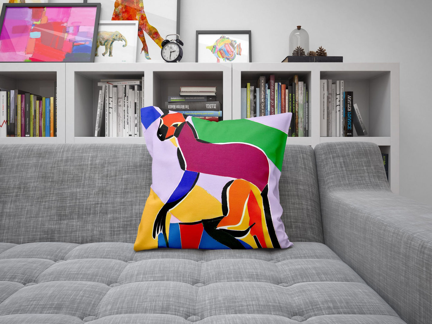 Australian Wildlife Kangaroo Decorative Pillow, Abstract Art Pillow, Art Pillow, Colorful Pillow Case, Fashion, 18 X 18 Pillow Covers