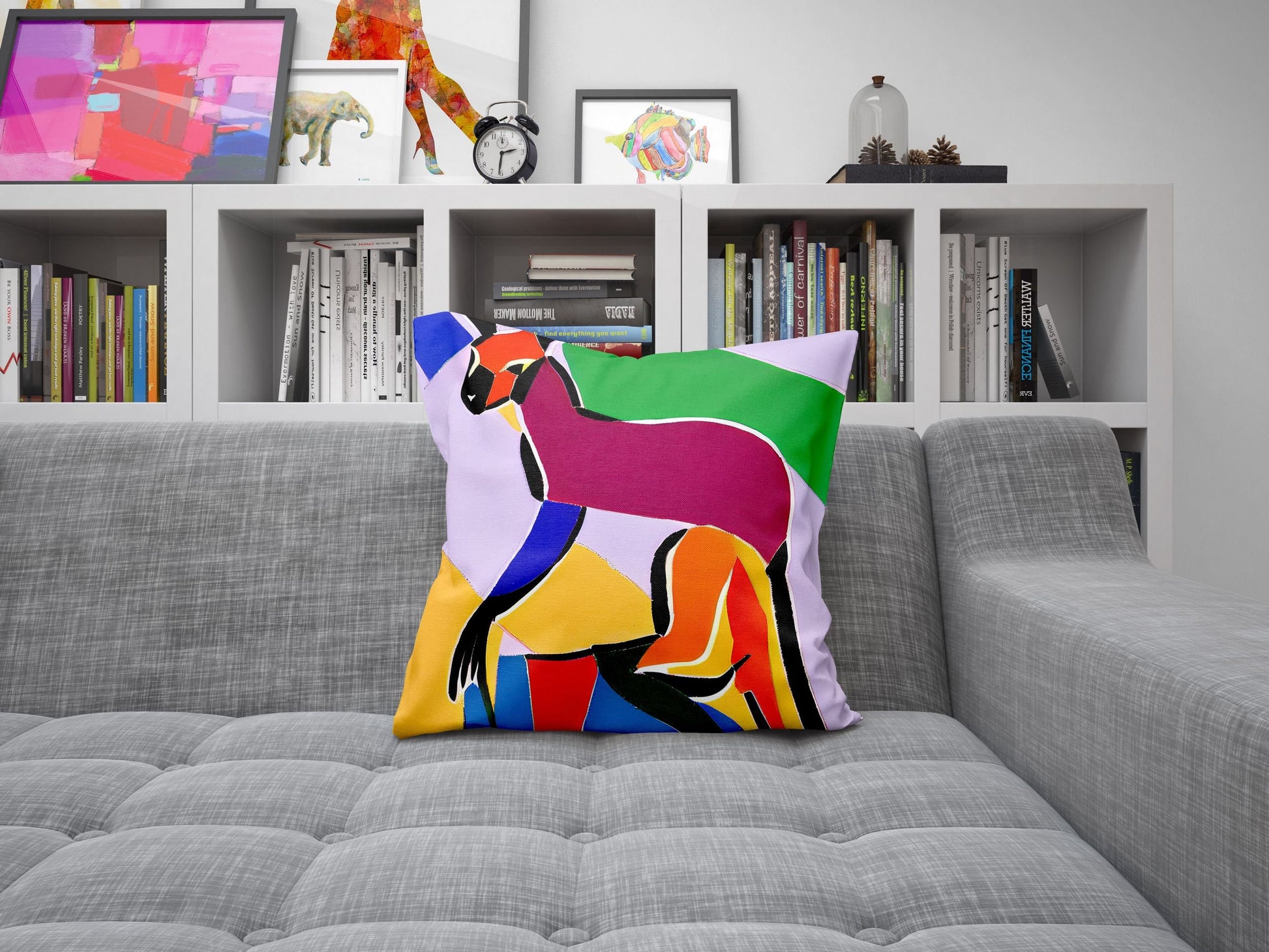 Australian Wildlife Kangaroo Decorative Pillow, Abstract Art Pillow, Art Pillow, Colorful Pillow Case, Fashion, 18 X 18 Pillow Covers