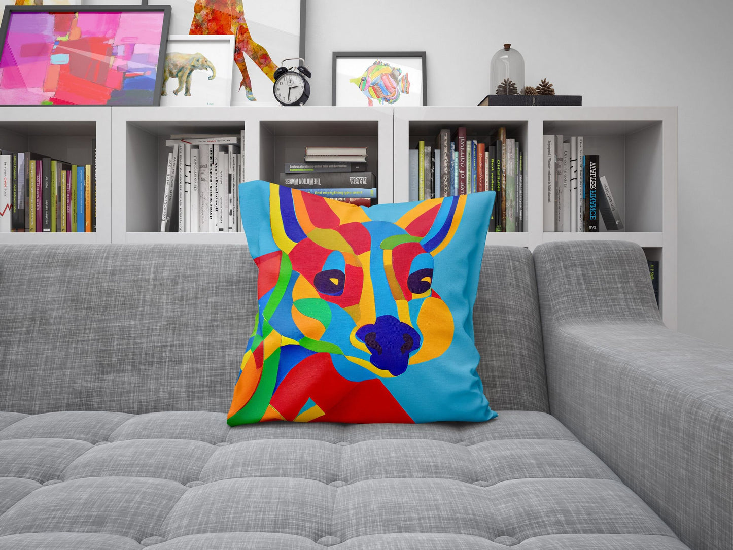 Australian Wildlife Kangaroo Tapestry Pillows, Abstract Art Pillow, Designer Pillow, Colorful Pillow Case, Fashion, 18 X 18 Pillow Covers