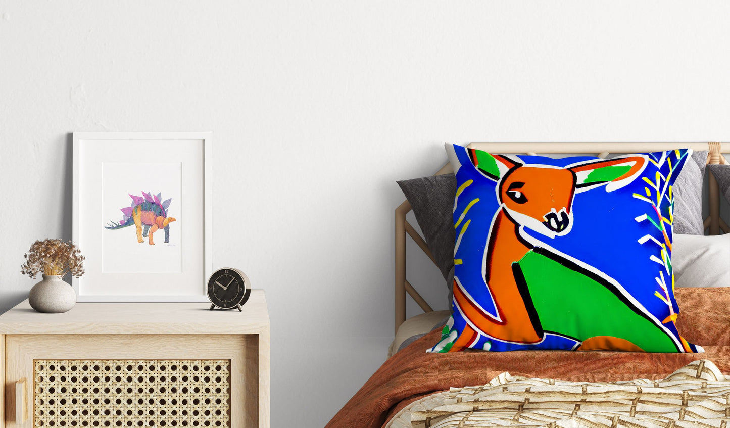 Australian Wildlife Kangaroo Throw Pillow Cover, Abstract Pillow Case, Art Pillow, Colorful Pillow Case, Beautiful Pillow