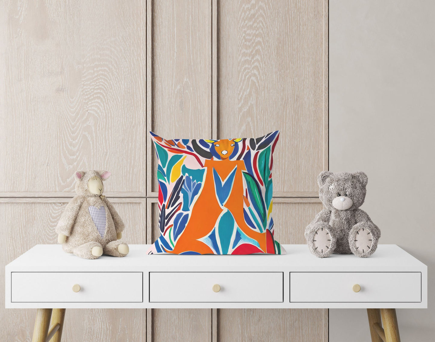 Australian Wildlife Kangaroo Pillow Case, Abstract Throw Pillow Cover, Comfortable, Colorful Pillow Case, Housewarming Gift, Girl Pillow