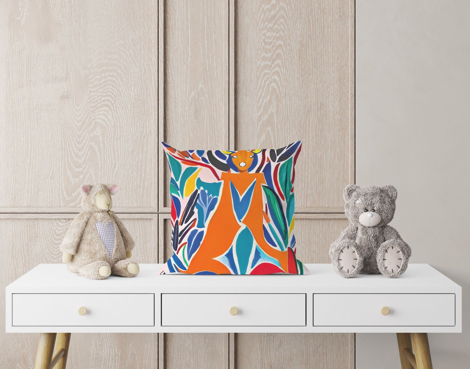 Australian Wildlife Kangaroo Pillow Case, Abstract Throw Pillow Cover, Comfortable, Colorful Pillow Case, Housewarming Gift, Girl Pillow