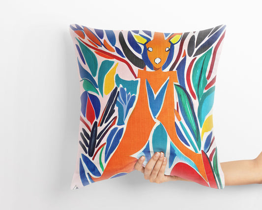 Australian Wildlife Kangaroo Pillow Case, Abstract Throw Pillow Cover, Comfortable, Colorful Pillow Case, Housewarming Gift, Girl Pillow