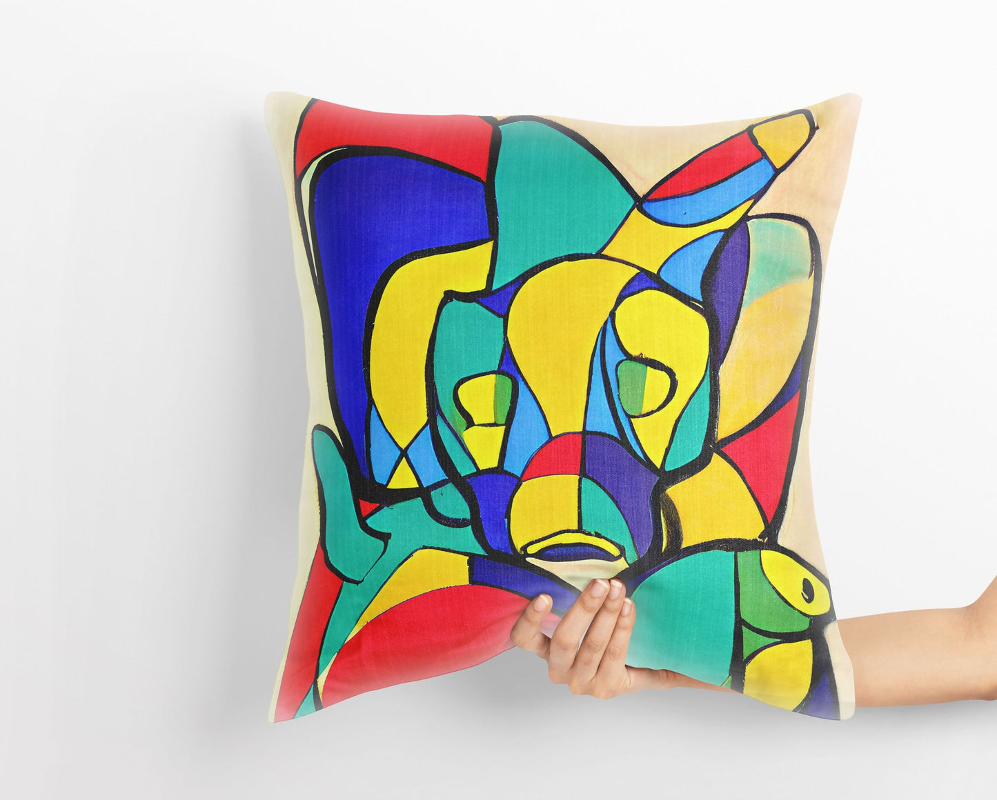 Australian Wildlife Platypus Abstract Art Toss Pillow, Abstract Pillow, Original Art Pillow, Colorful Pillow Case, Contemporary Pillow