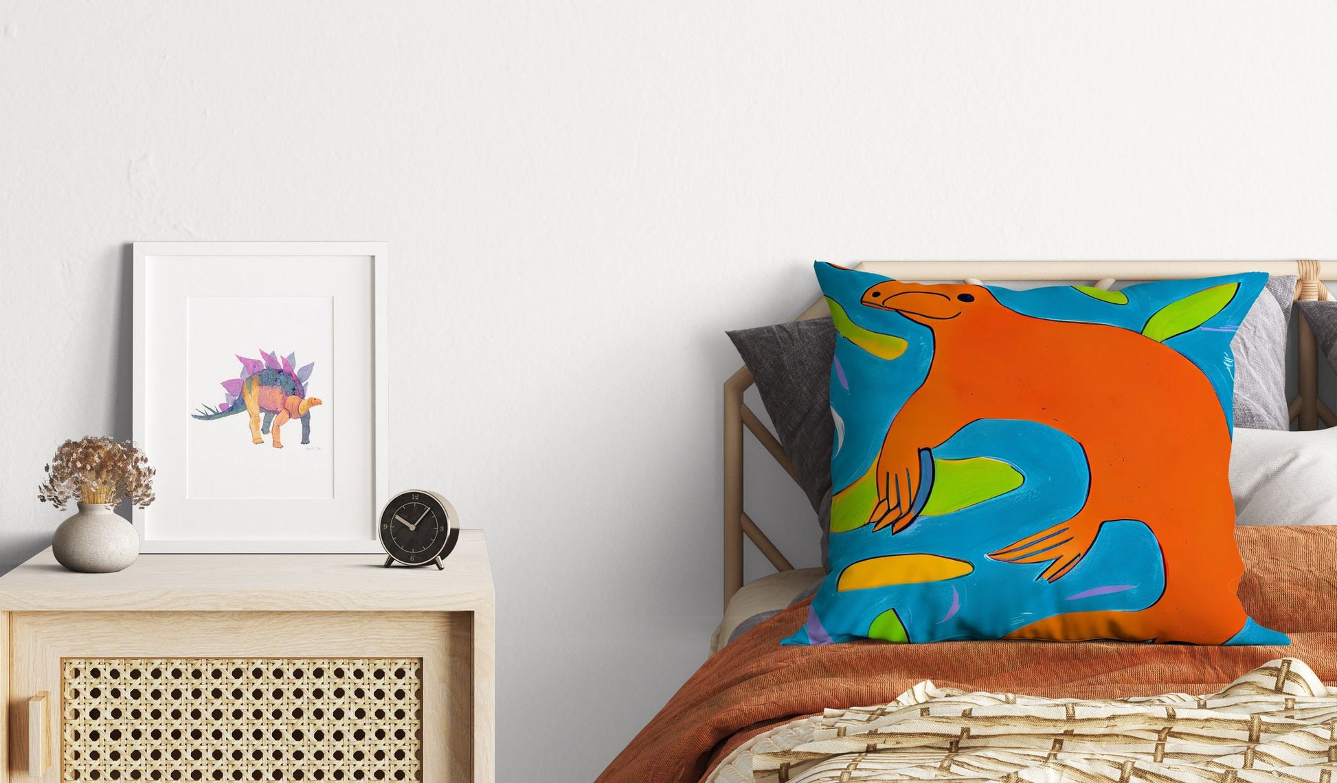 Australian Wildlife Platypus Original Art Tapestry Pillows, Abstract Pillow Case, Original Art Pillow, Colorful Pillow Case, Contemporary