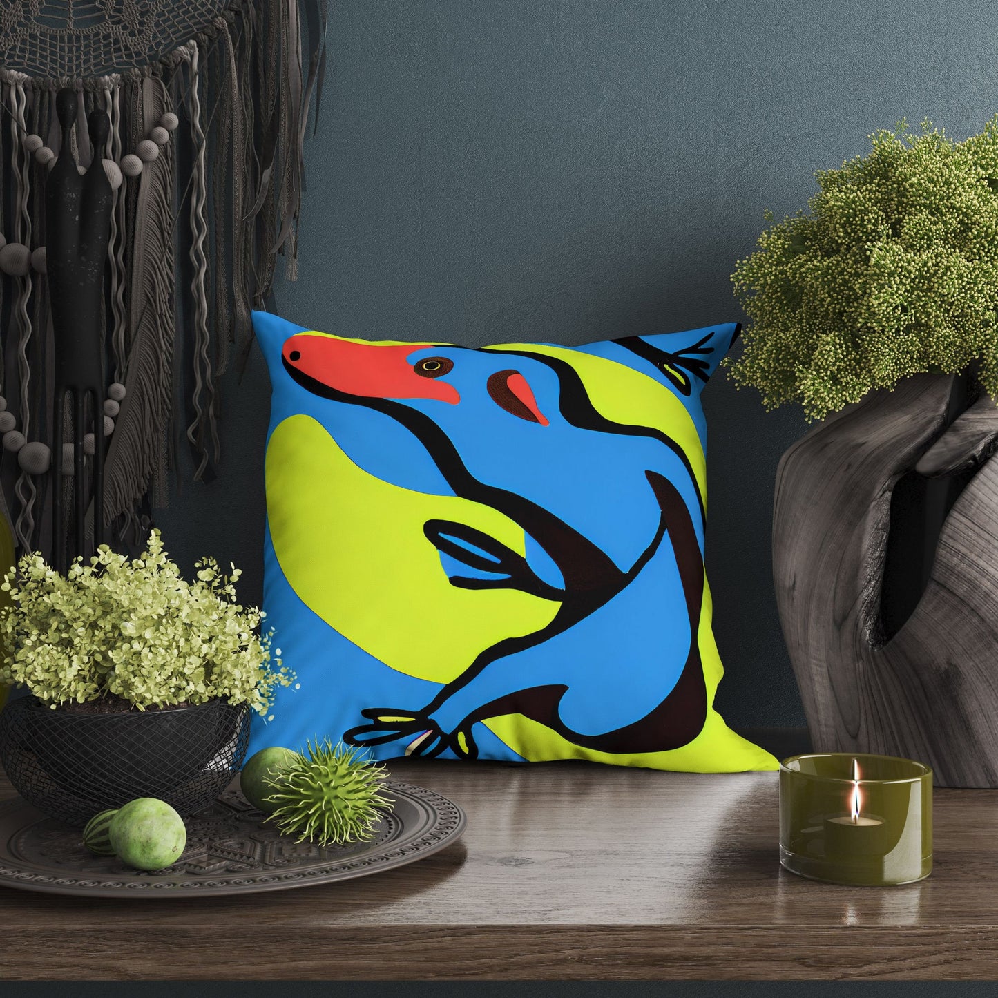 Australian Wildlife Platypus Original Art Tapestry Pillows, Abstract Pillow Case, Designer Pillow, Colorful Pillow Case, Modern Pillow