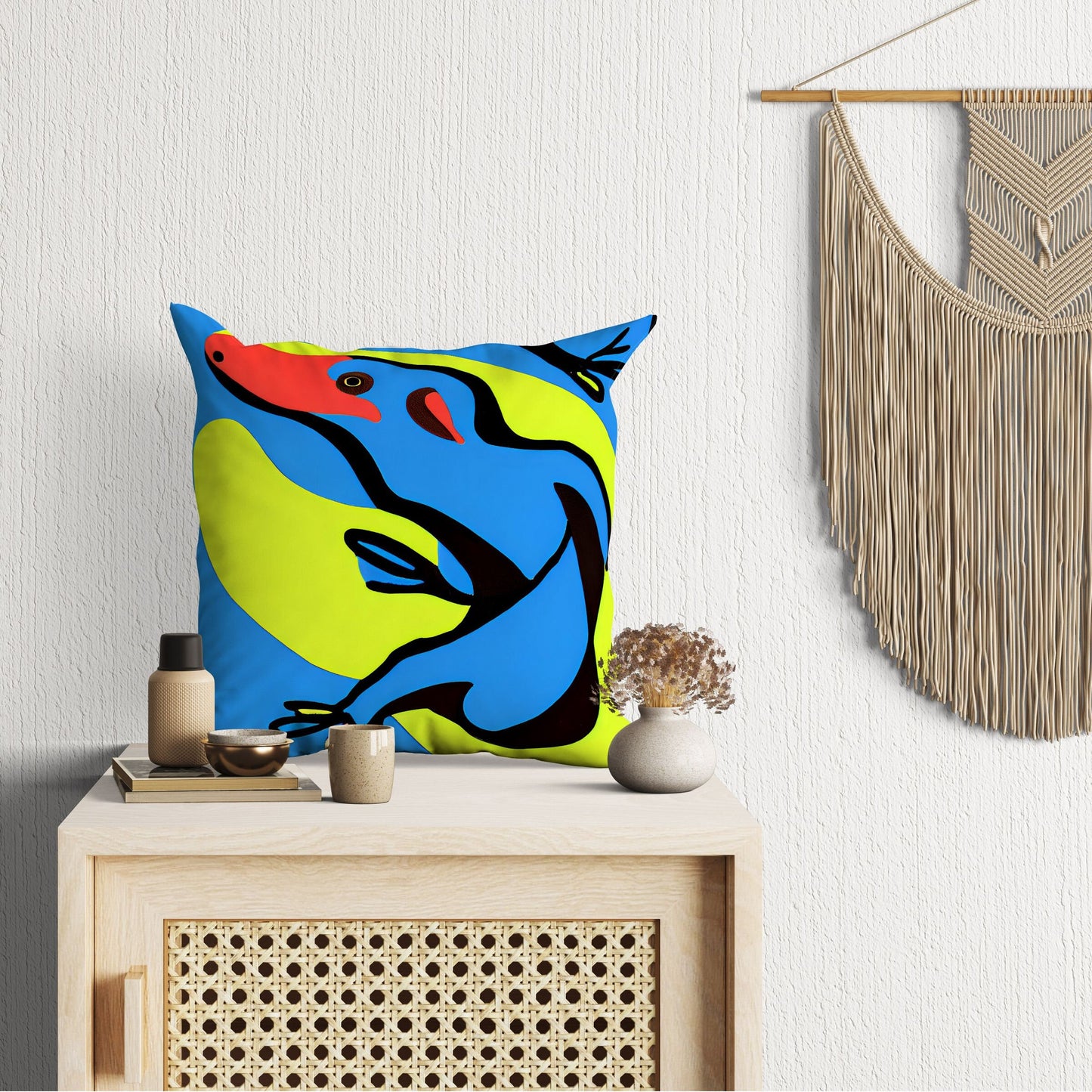 Australian Wildlife Platypus Original Art Tapestry Pillows, Abstract Pillow Case, Designer Pillow, Colorful Pillow Case, Modern Pillow