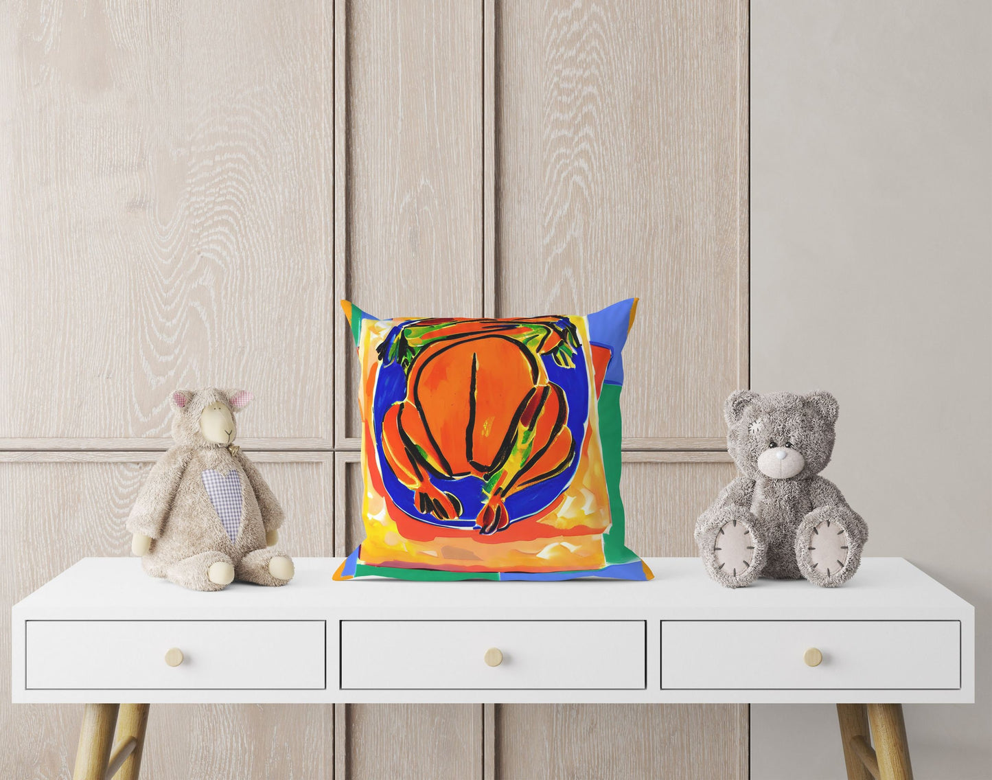 Thanksgiving Roast Turkey Original Art Throw Pillow, Abstract Pillow Case, Artist Pillow, Colorful Pillow Case, Modern Pillow