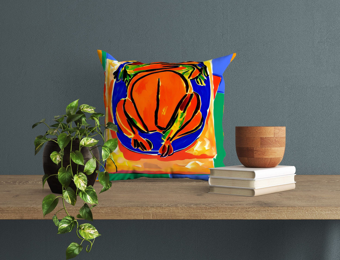 Thanksgiving Roast Turkey Original Art Throw Pillow, Abstract Pillow Case, Artist Pillow, Colorful Pillow Case, Modern Pillow