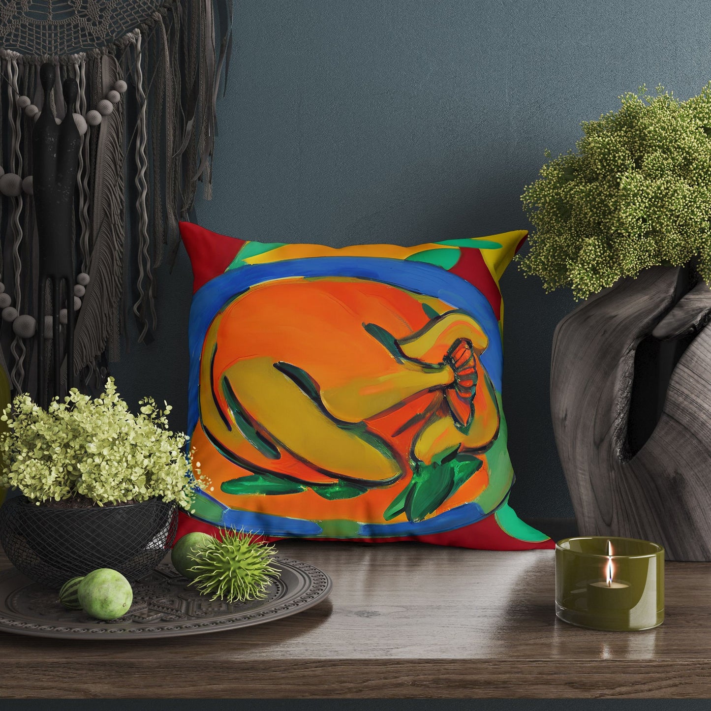Thanksgiving Roast Turkey Original Art Pillow Case, Abstract Throw Pillow Cover, Original Art Pillow, Colorful Pillow Case, Fashion