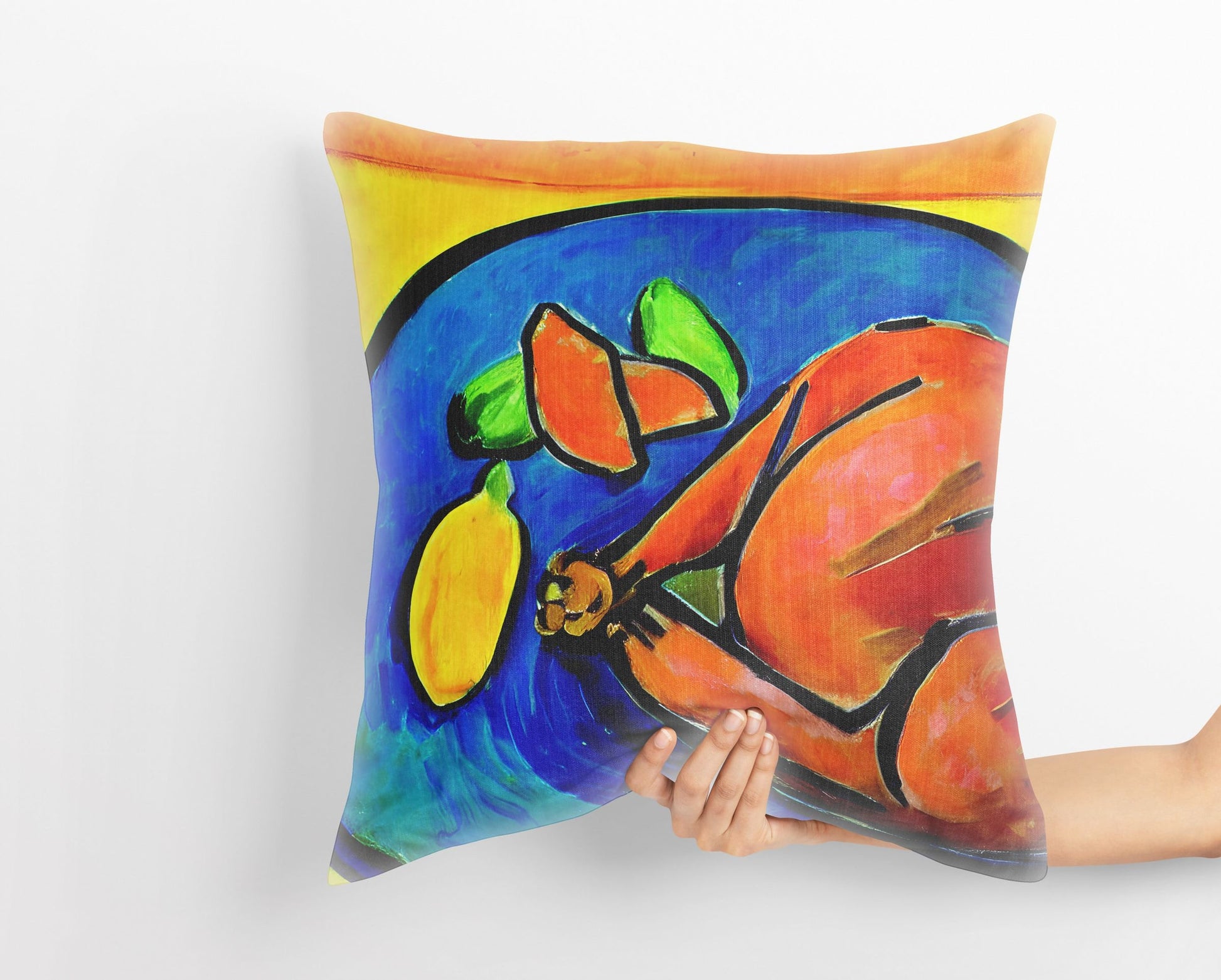Thanksgiving Roast Turkey Original Art Throw Pillow, Abstract Art Pillow, Artist Pillow, Colorful Pillow Case, Watercolor Pillow Cases
