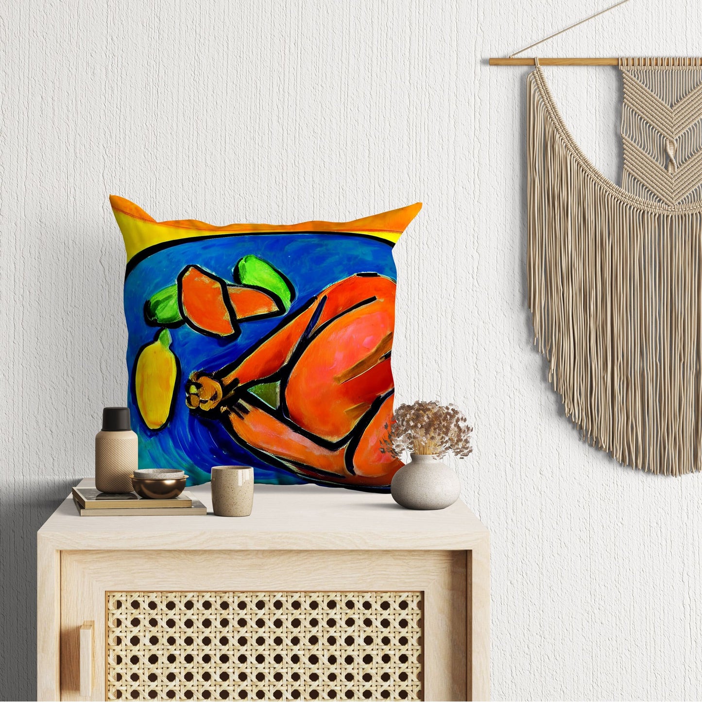 Thanksgiving Roast Turkey Original Art Throw Pillow, Abstract Art Pillow, Artist Pillow, Colorful Pillow Case, Watercolor Pillow Cases