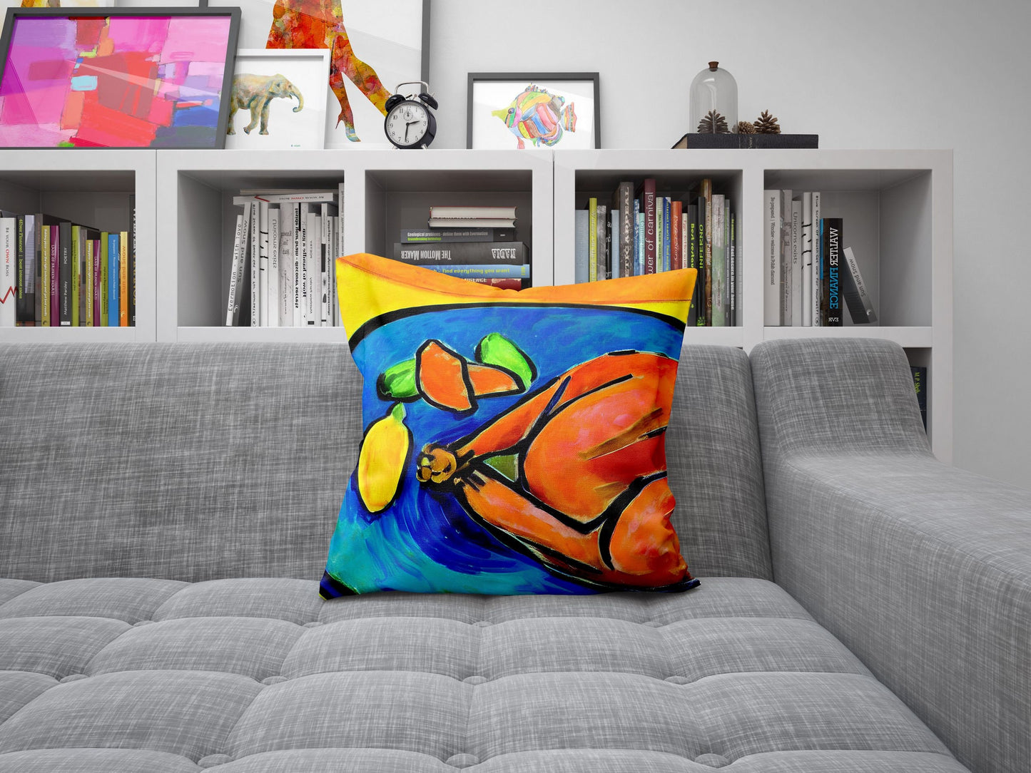 Thanksgiving Roast Turkey Original Art Throw Pillow, Abstract Art Pillow, Artist Pillow, Colorful Pillow Case, Watercolor Pillow Cases