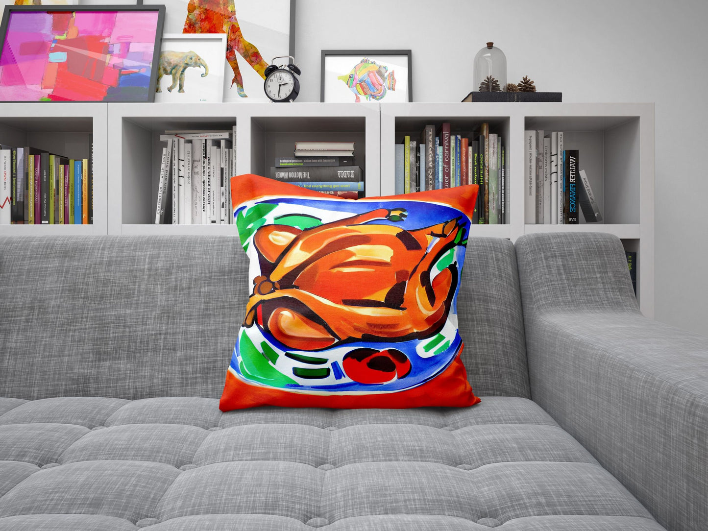 Thanksgiving Roast Turkey Original Art Toss Pillow, Abstract Pillow Case, Original Art Pillow, Colorful Pillow Case, Watercolor Pillow Cases