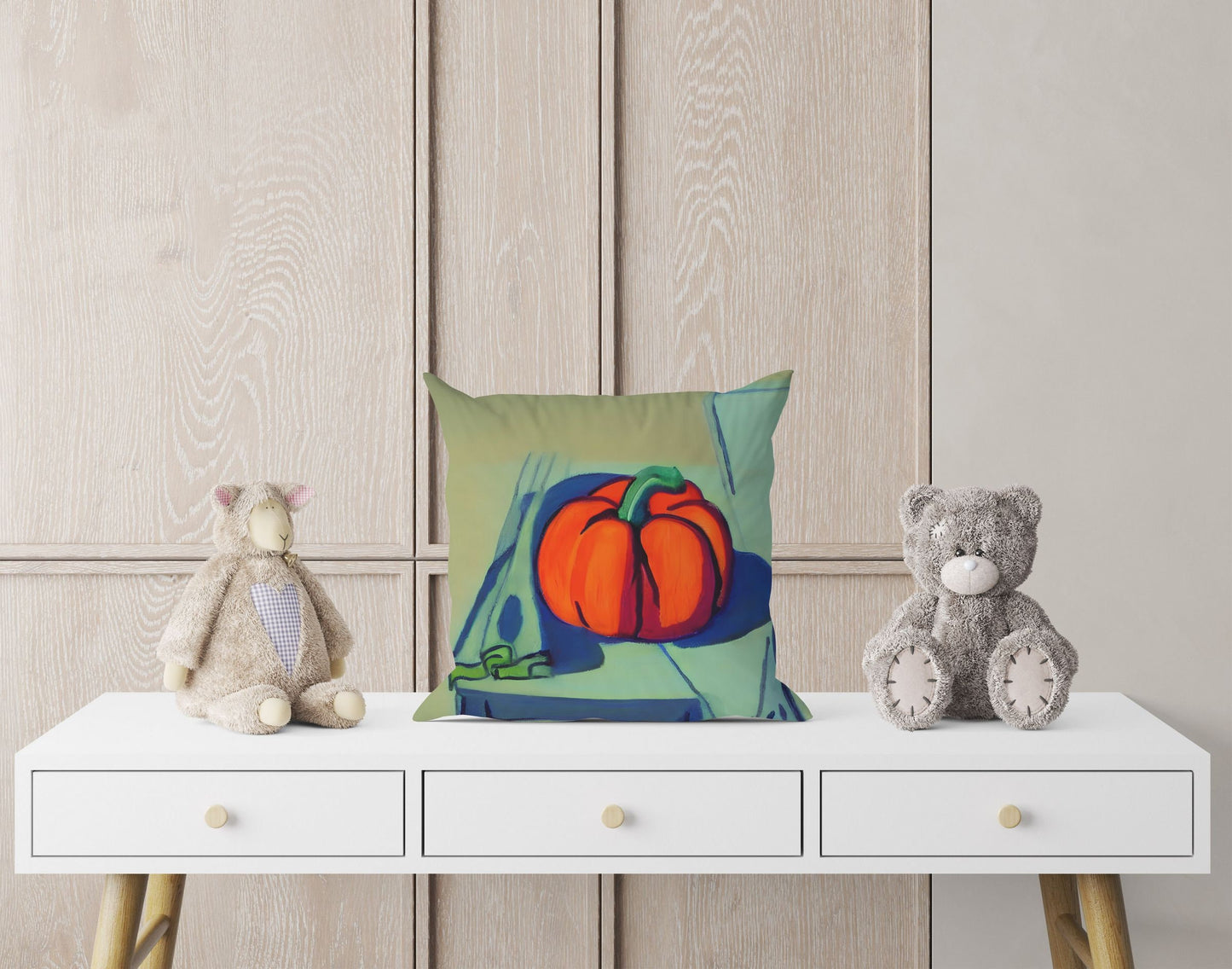 Pumpkin Halloween Original Art Pillow Case, Abstract Throw Pillow Cover, Designer Pillow, Colorful Pillow Case, Watercolor Pillow Cases