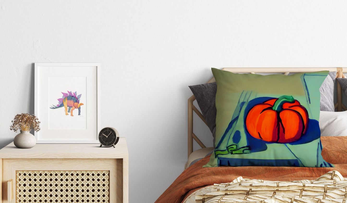 Pumpkin Halloween Original Art Pillow Case, Abstract Throw Pillow Cover, Designer Pillow, Colorful Pillow Case, Watercolor Pillow Cases