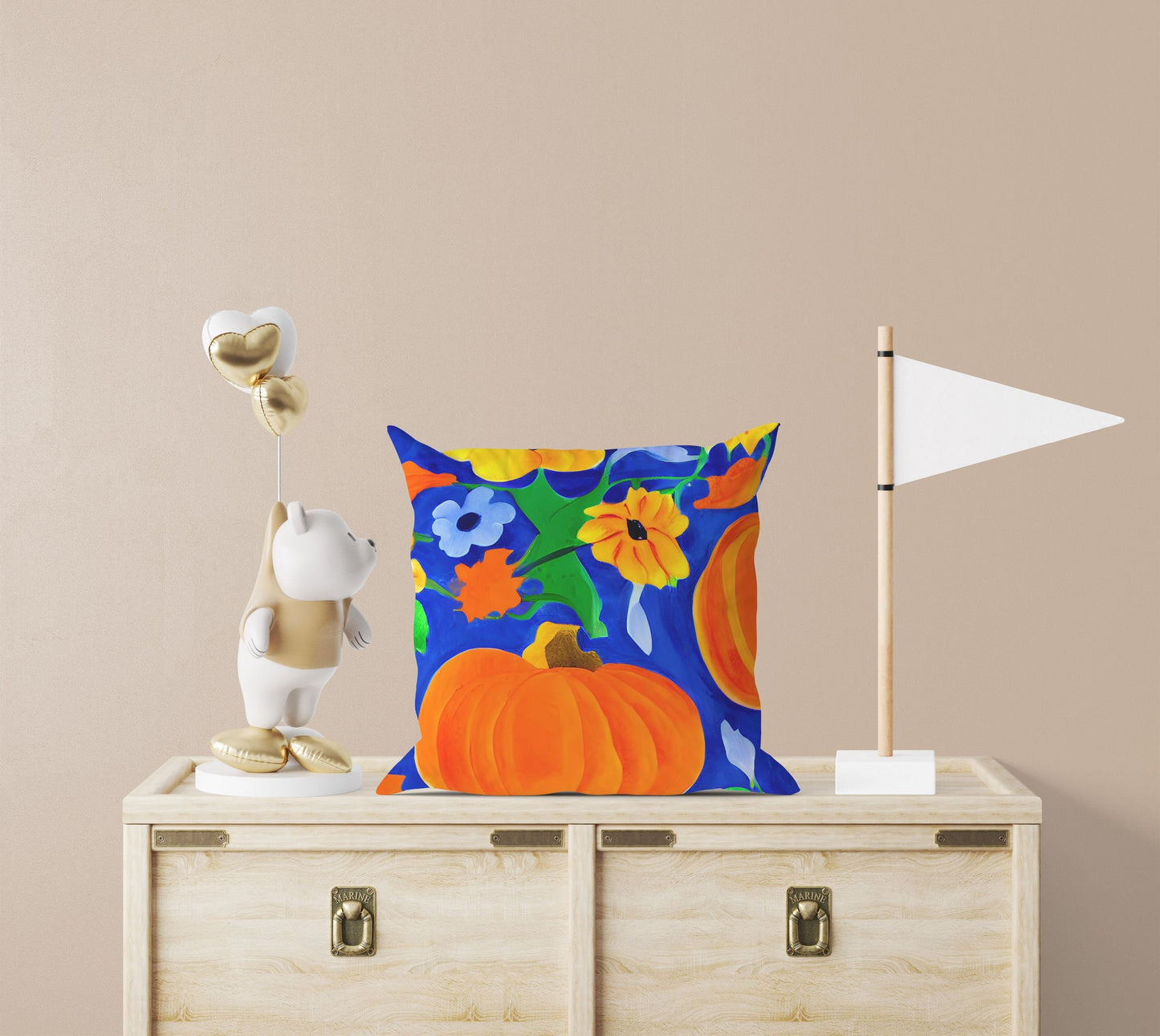 Pumpkins Halloween Original Art Throw Pillow, Abstract Pillow, Original Art Pillow, Colorful Pillow Case, Home Decor Pillow, Sofa Pillows