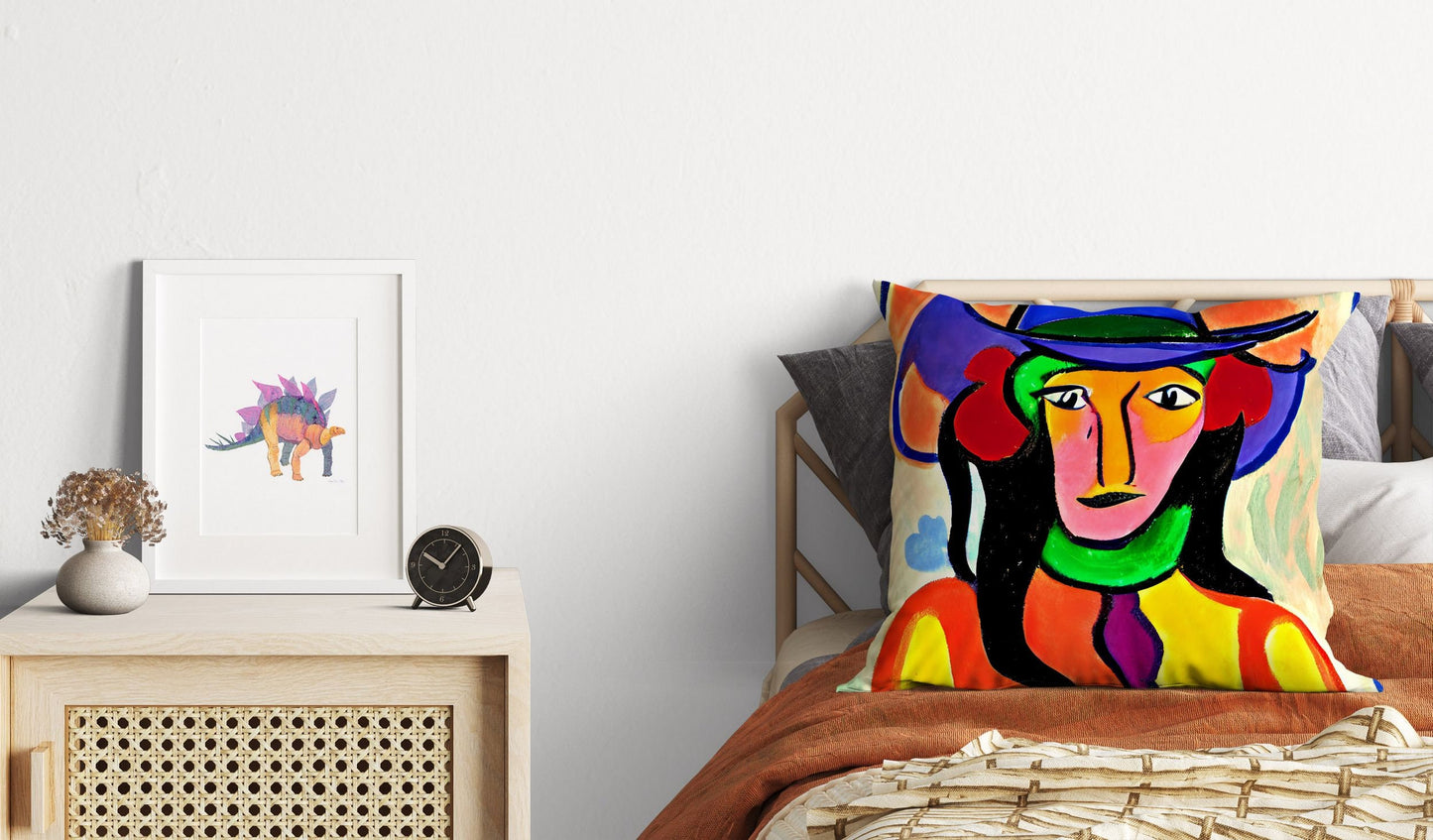 Abstract Girl In A Hat Toss Pillow, Abstract Pillow Case, Artist Pillow, Modern Pillow, Square Pillow, Christmas Pillow, Abstract Decor