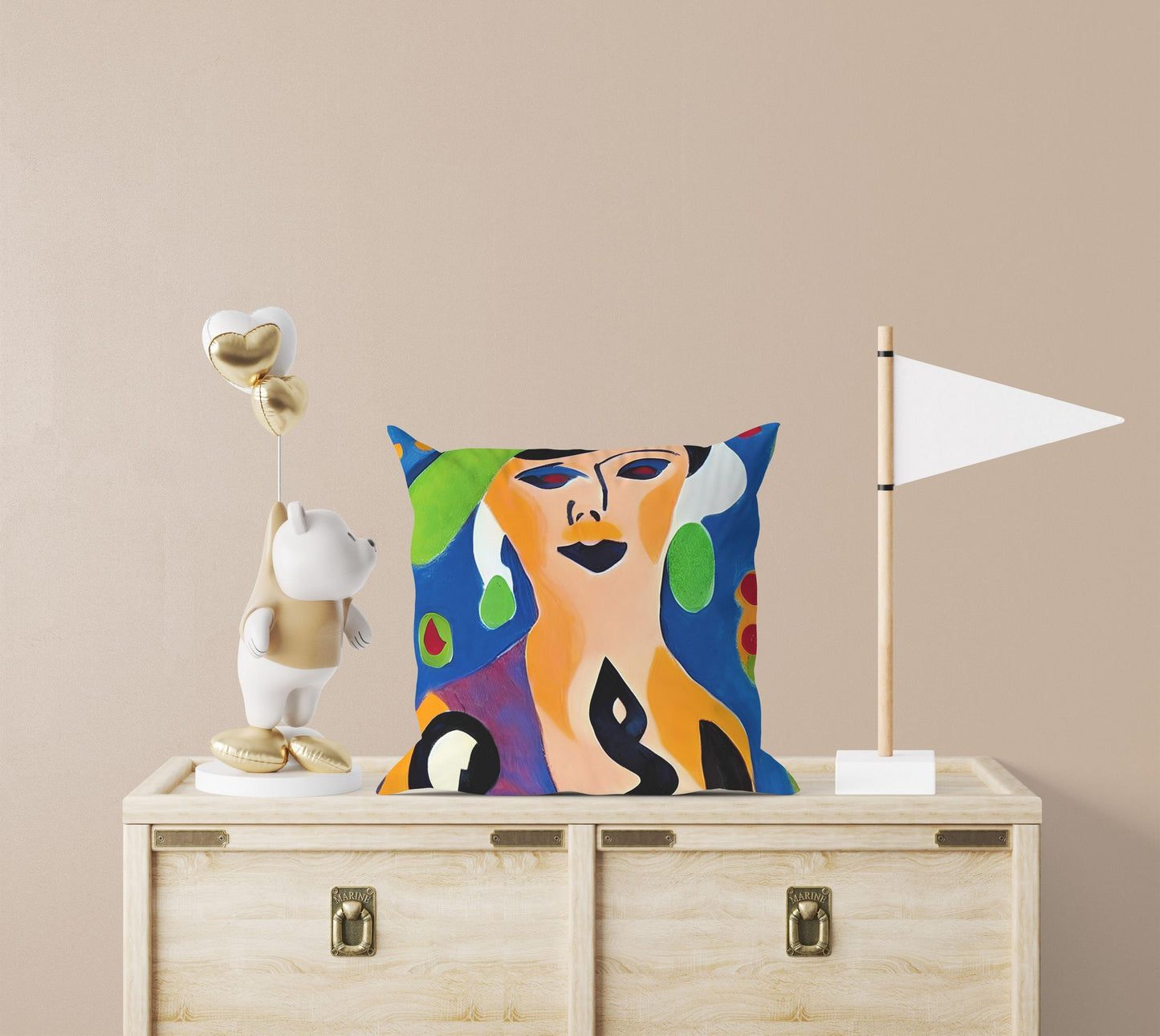Abstract Girl Decorative Pillow, Abstract Art Pillow, Original Art Pillow, Colorful Pillow Case, Fashion, Large Pillow Cases, Nursery