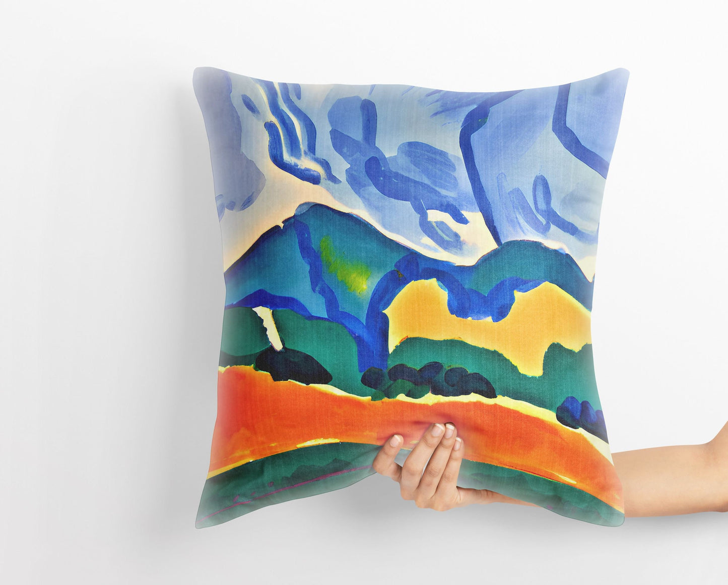 Abstract Landscape With Hills Toss Pillow, Abstract Throw Pillow, Original Art Pillow, Colorful Pillow Case, Fashion, Large Pillow Cases