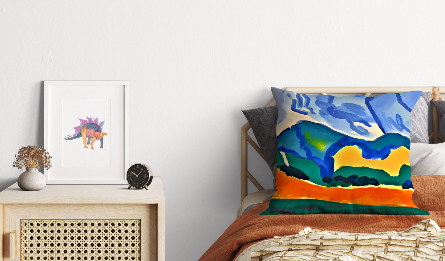 Abstract Landscape With Hills Toss Pillow, Abstract Throw Pillow, Original Art Pillow, Colorful Pillow Case, Fashion, Large Pillow Cases