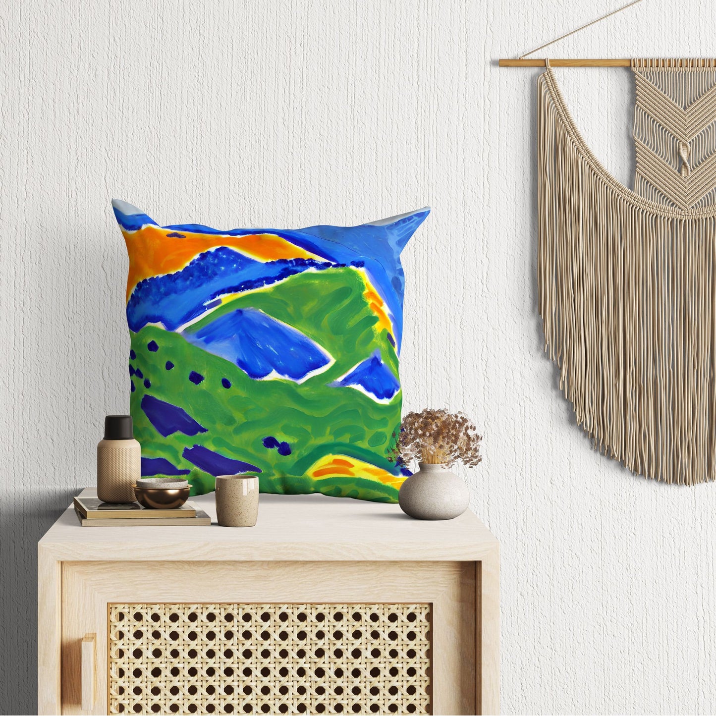 Abstract Landscape With Hills Tapestry Pillows, Abstract Art Pillow, Art Pillow, Large Pillow Cases, Christmas Pillow, Abstract Decor