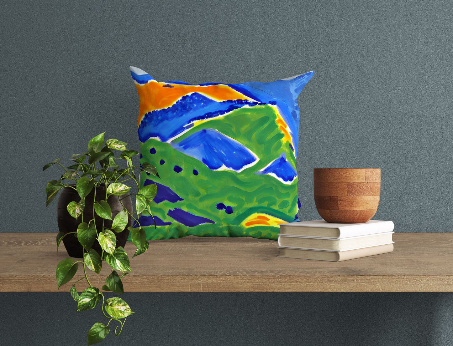 Abstract Landscape With Hills Tapestry Pillows, Abstract Art Pillow, Art Pillow, Large Pillow Cases, Christmas Pillow, Abstract Decor