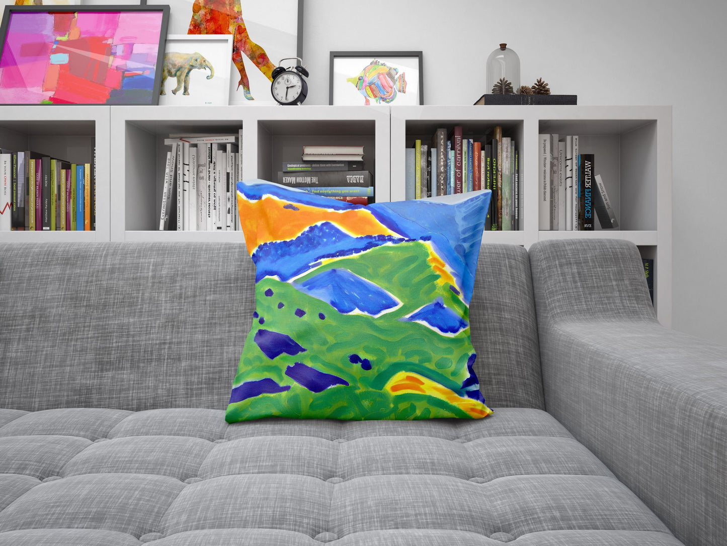 Abstract Landscape With Hills Tapestry Pillows, Abstract Art Pillow, Art Pillow, Large Pillow Cases, Christmas Pillow, Abstract Decor