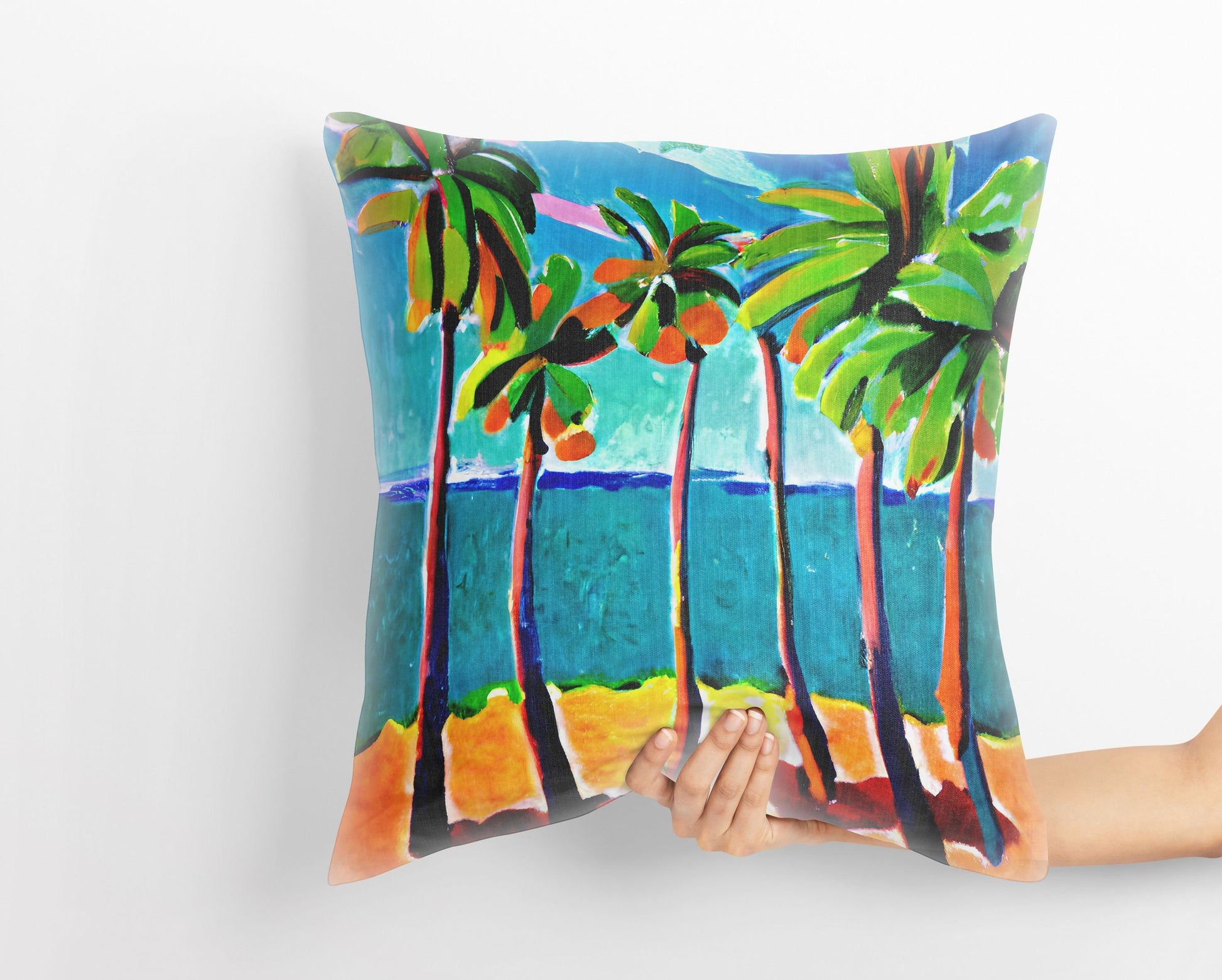 Coconut Trees On The Beach Tapestry Pillows, Abstract Throw Pillow, Soft Pillow Large Pillow Cases, Christmas Pillow Covers, Sofa Pillows