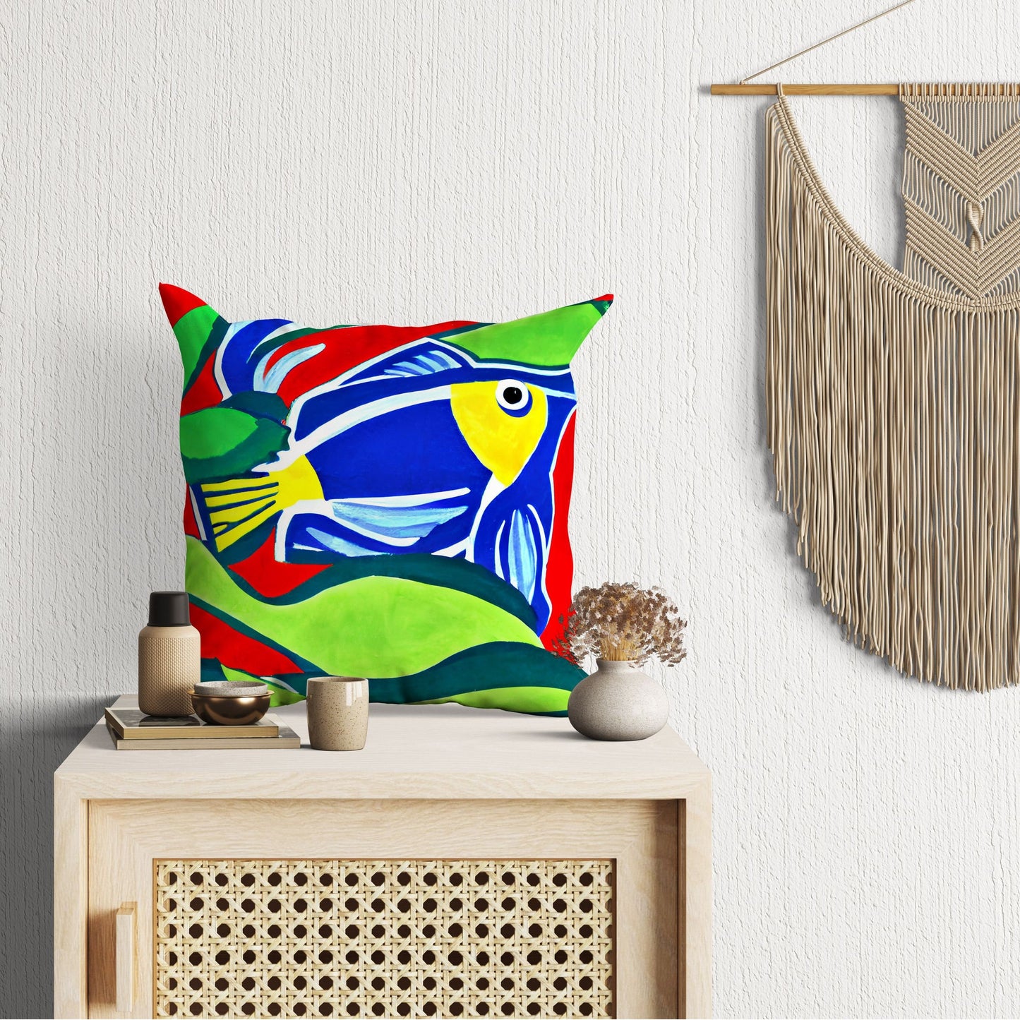 Tropical Fish Throw Pillow Cover, Abstract Art Pillow, Soft Pillow Cases, Colorful Pillow Case, Christmas Pillow Covers, Indoor Pillow Cases