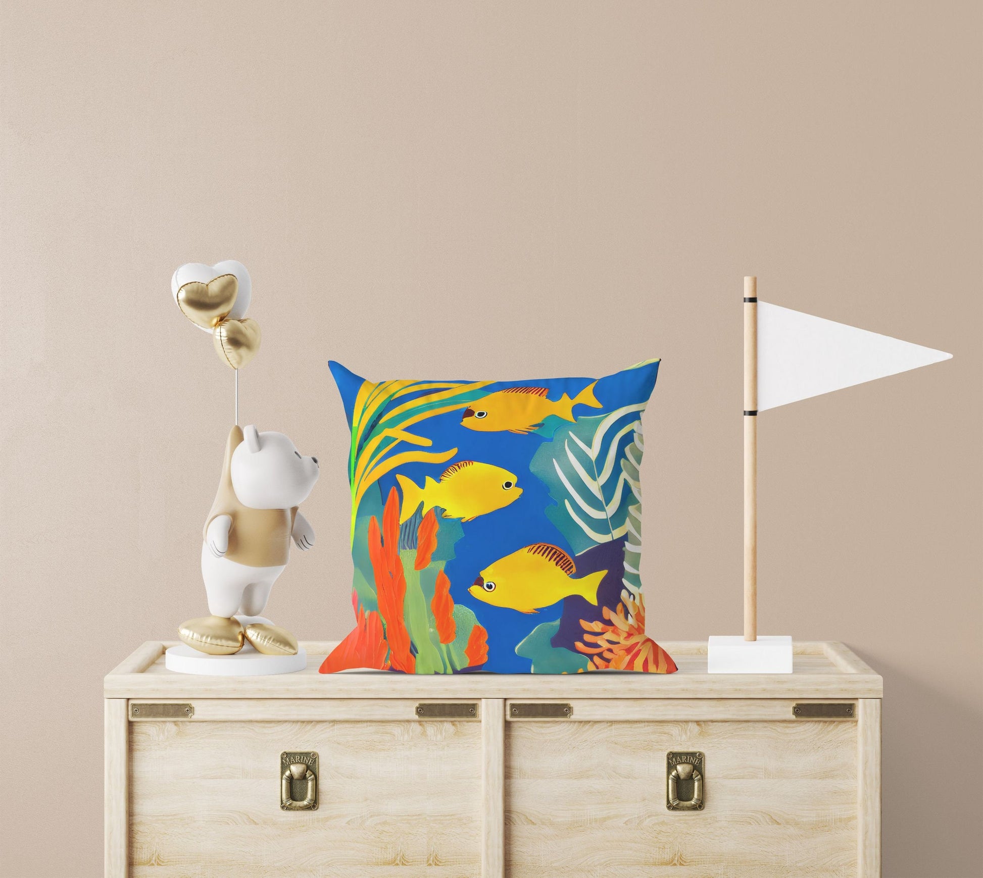 Tropical Fishes Decorative Pillow, Abstract Throw Pillow Cover, Art Pillow, Colorful Pillow Case, Fashion, Large Pillow Cases