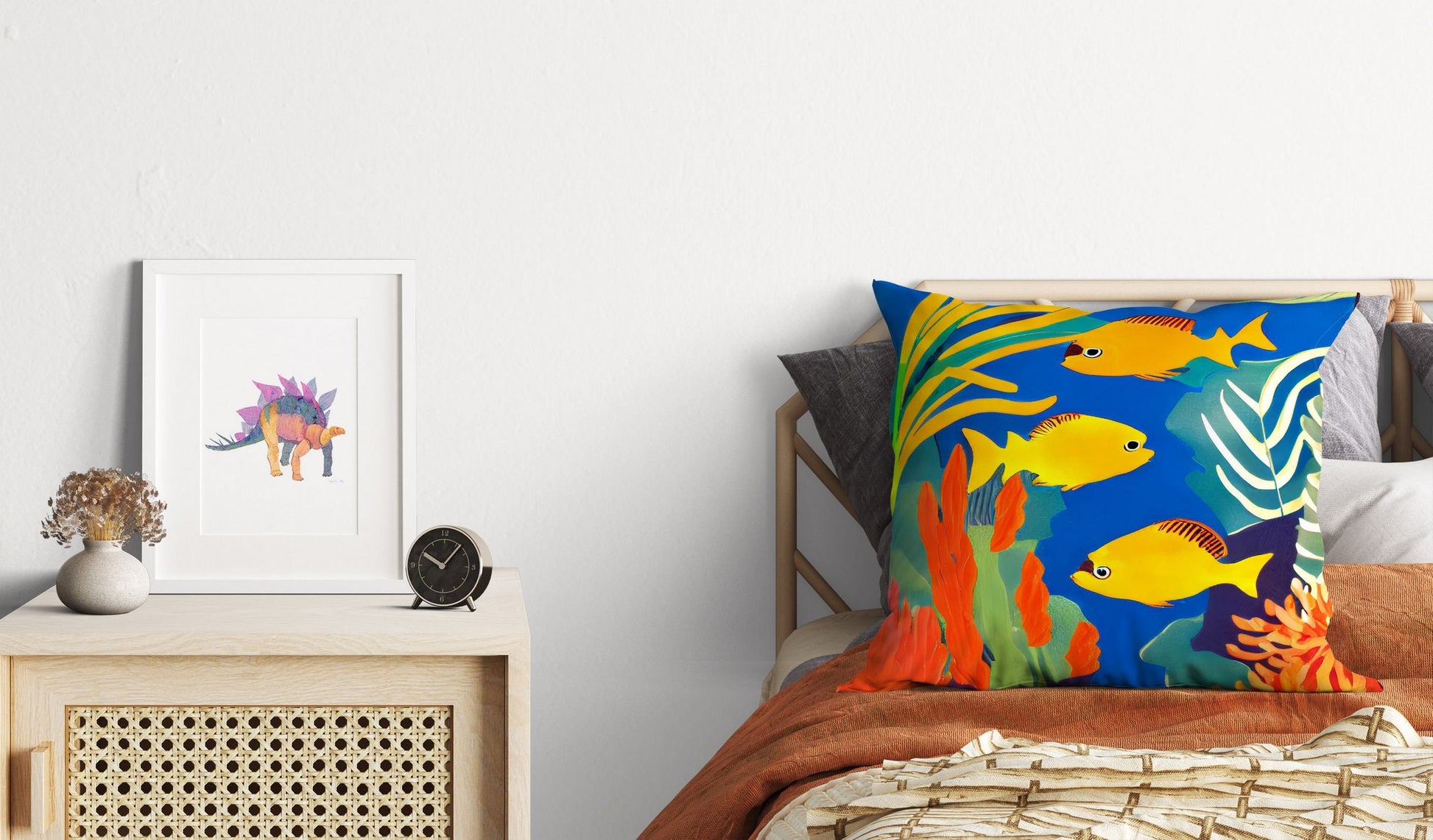 Tropical Fishes Decorative Pillow, Abstract Throw Pillow Cover, Art Pillow, Colorful Pillow Case, Fashion, Large Pillow Cases