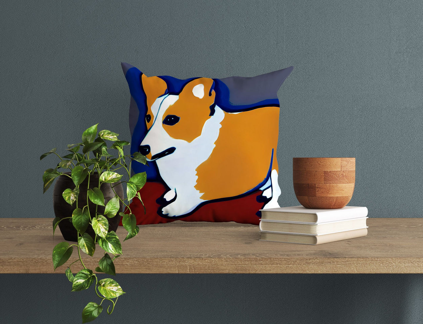 Corgi Dog Original Art Toss Pillow, Abstract Throw Pillow Cover, Artist Pillow, Colorful Pillow Case, Home Decor Pillow, Holiday Gift