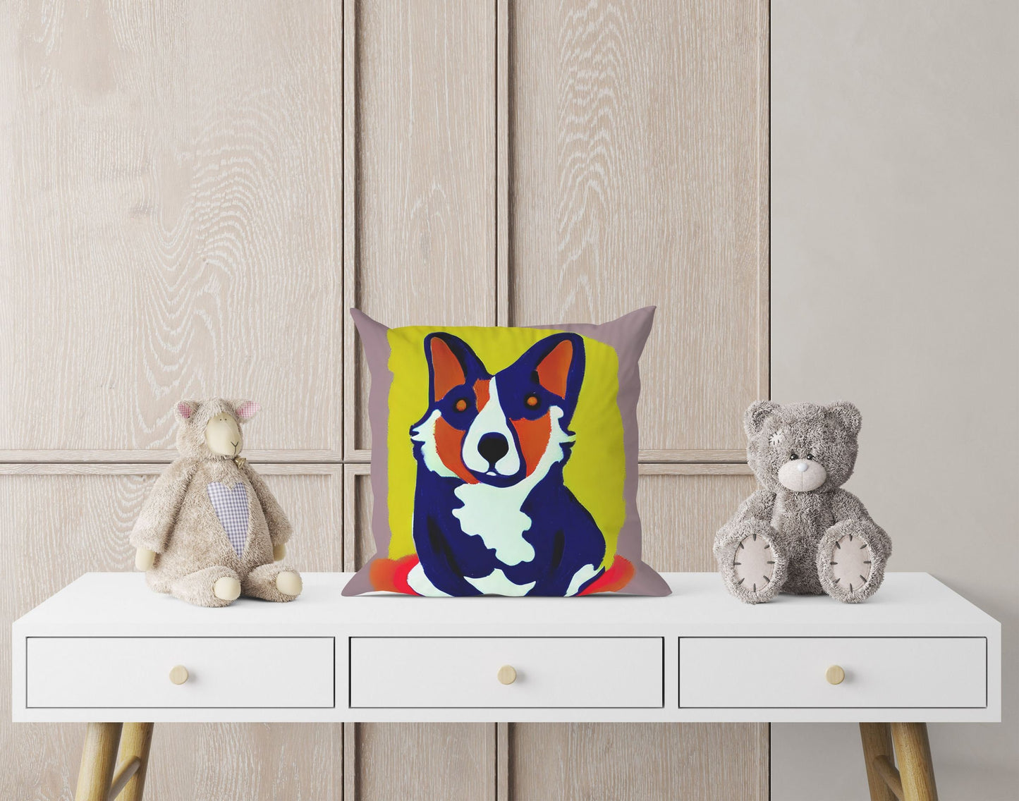 Corgi Dog Original Art Decorative Pillow, Abstract Throw Pillow Cover, Modern Pillow, Large Pillow Cases, Farmhouse Pillow, Sofa Pillows