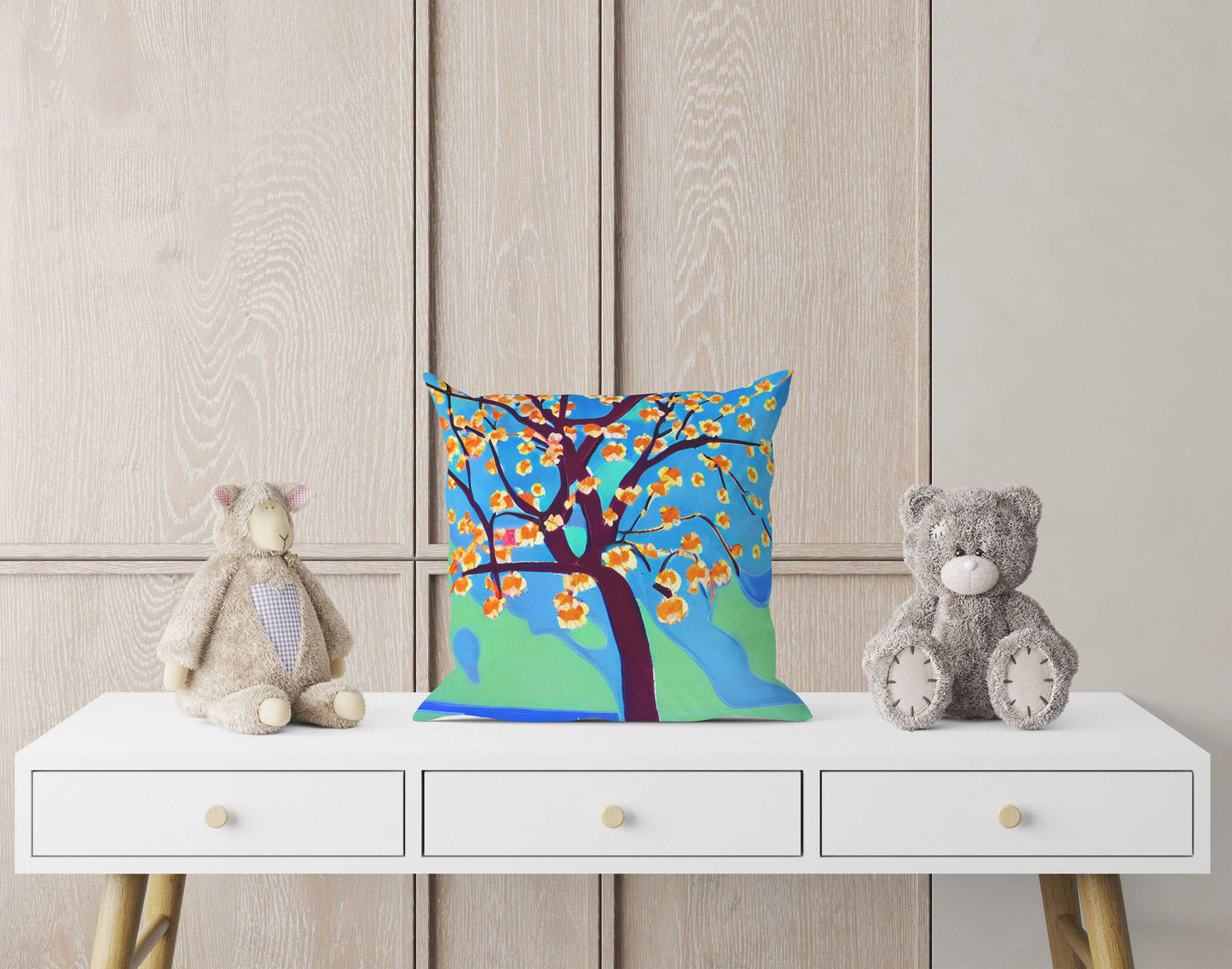 Flowering Tree Pillow Case, Abstract Art Pillow, Soft Pillow Cases, Colorful Pillow Case, Home Decor Pillow, Abstract Decor