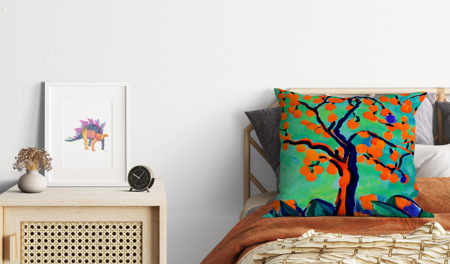 Tree Full Of Fruit Throw Pillow, Abstract Throw Pillow Cover, Designer Pillow, Colorful Pillow Case, Nursery Pillows, Sofa Pillows