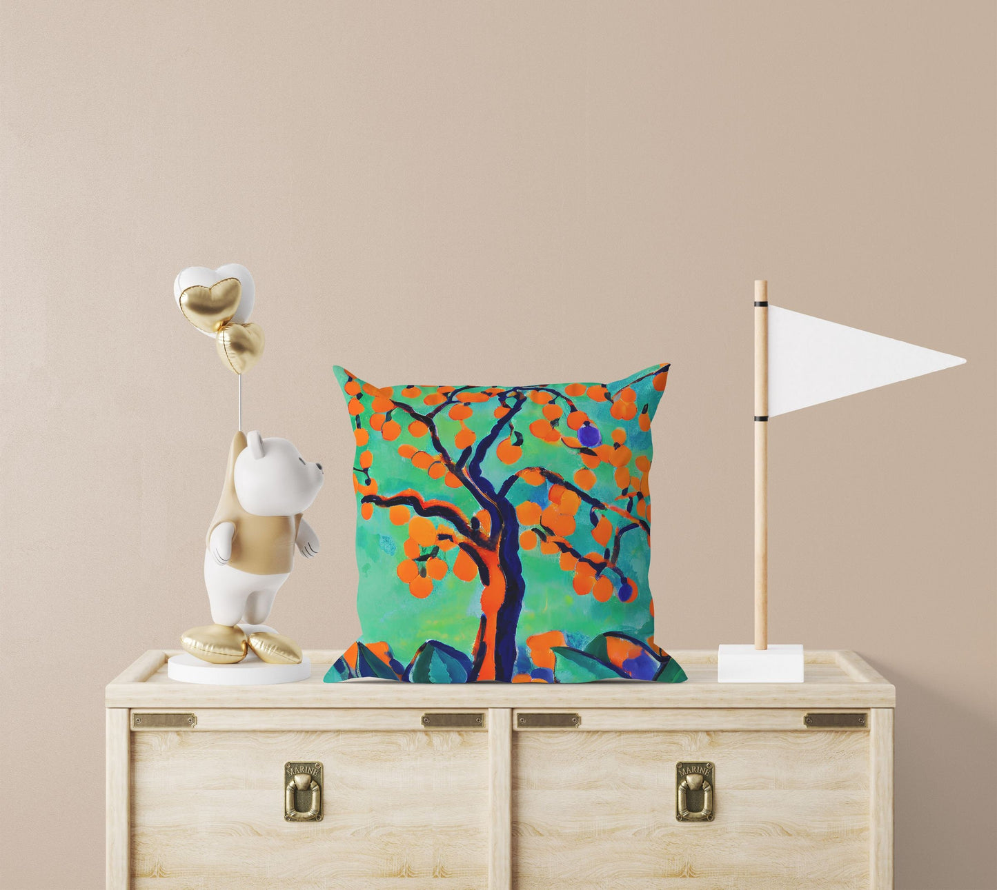 Tree Full Of Fruit Throw Pillow, Abstract Throw Pillow Cover, Designer Pillow, Colorful Pillow Case, Nursery Pillows, Sofa Pillows