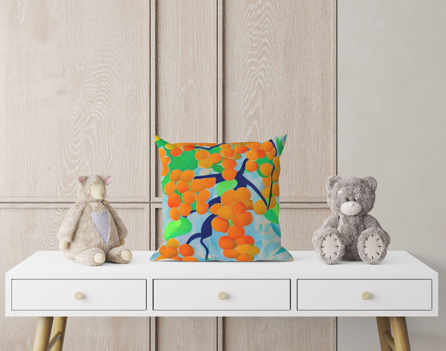 Tree Full Of Fruit Decorative Pillow, Abstract Throw Pillow Cover, Original Art Pillow, Colorful Pillow Case Home Decor Pillow, Sofa Pillows