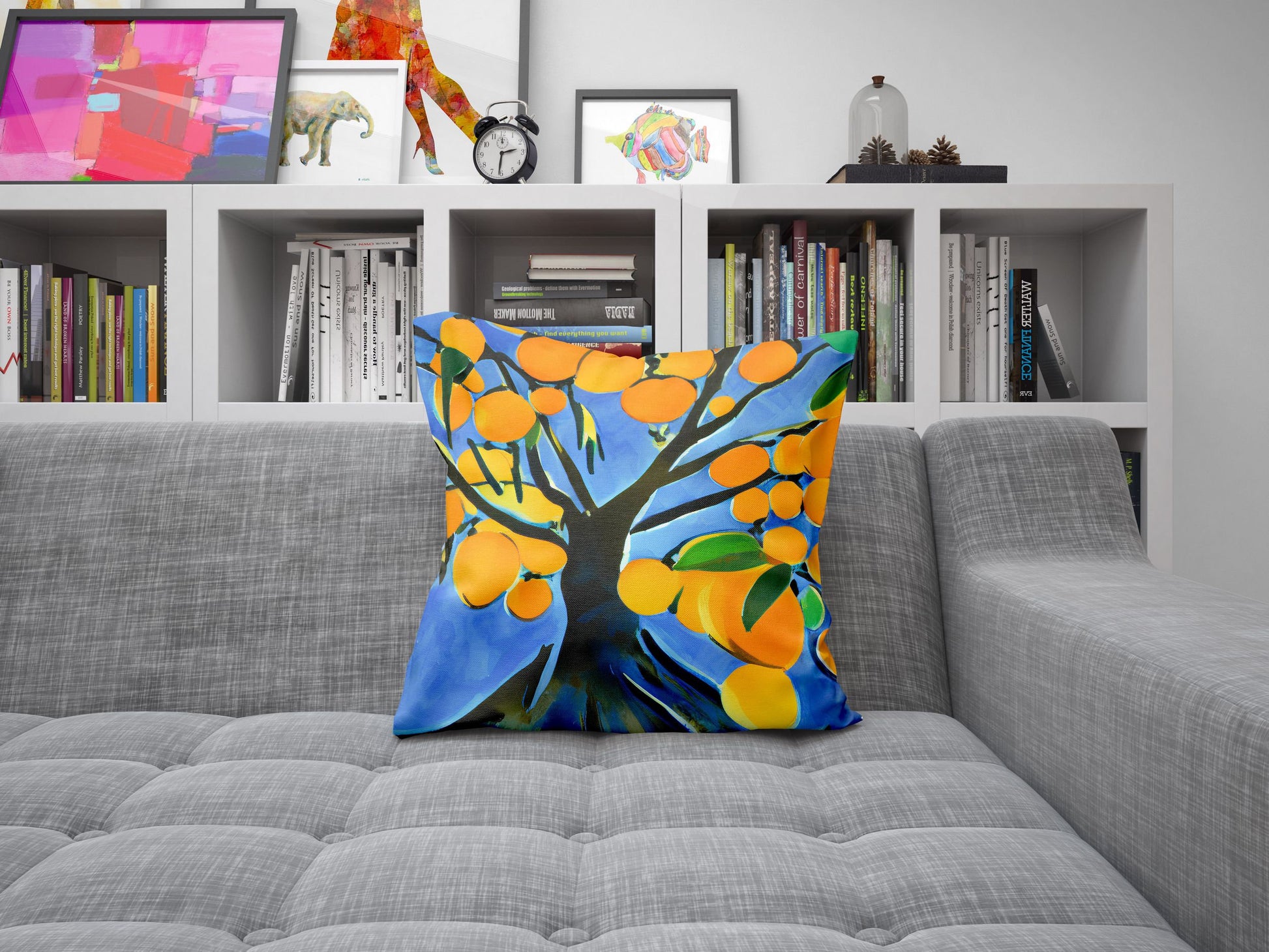 Tree Full Of Fruit Decorative Pillow, Abstract Throw Pillow, Contemporary Pillow, Large Pillow Cases, Christmas Pillow, Sofa Pillows