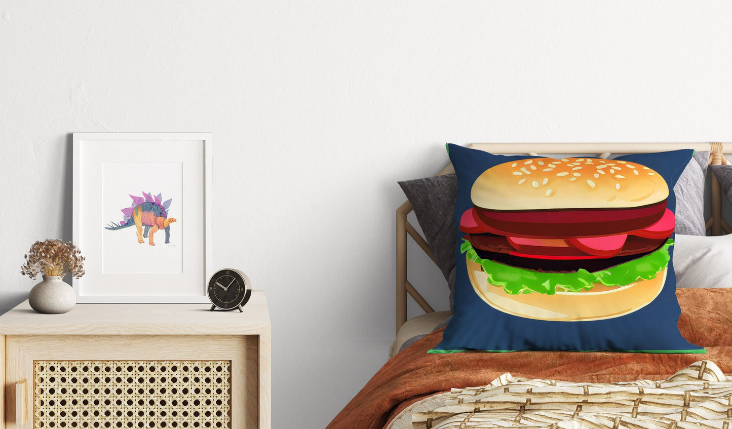 Hamburger Decorative Pillow, Abstract Throw Pillow Cover, Soft Pillow Cases, Beautiful Pillow, Home And Living, Sofa Pillows