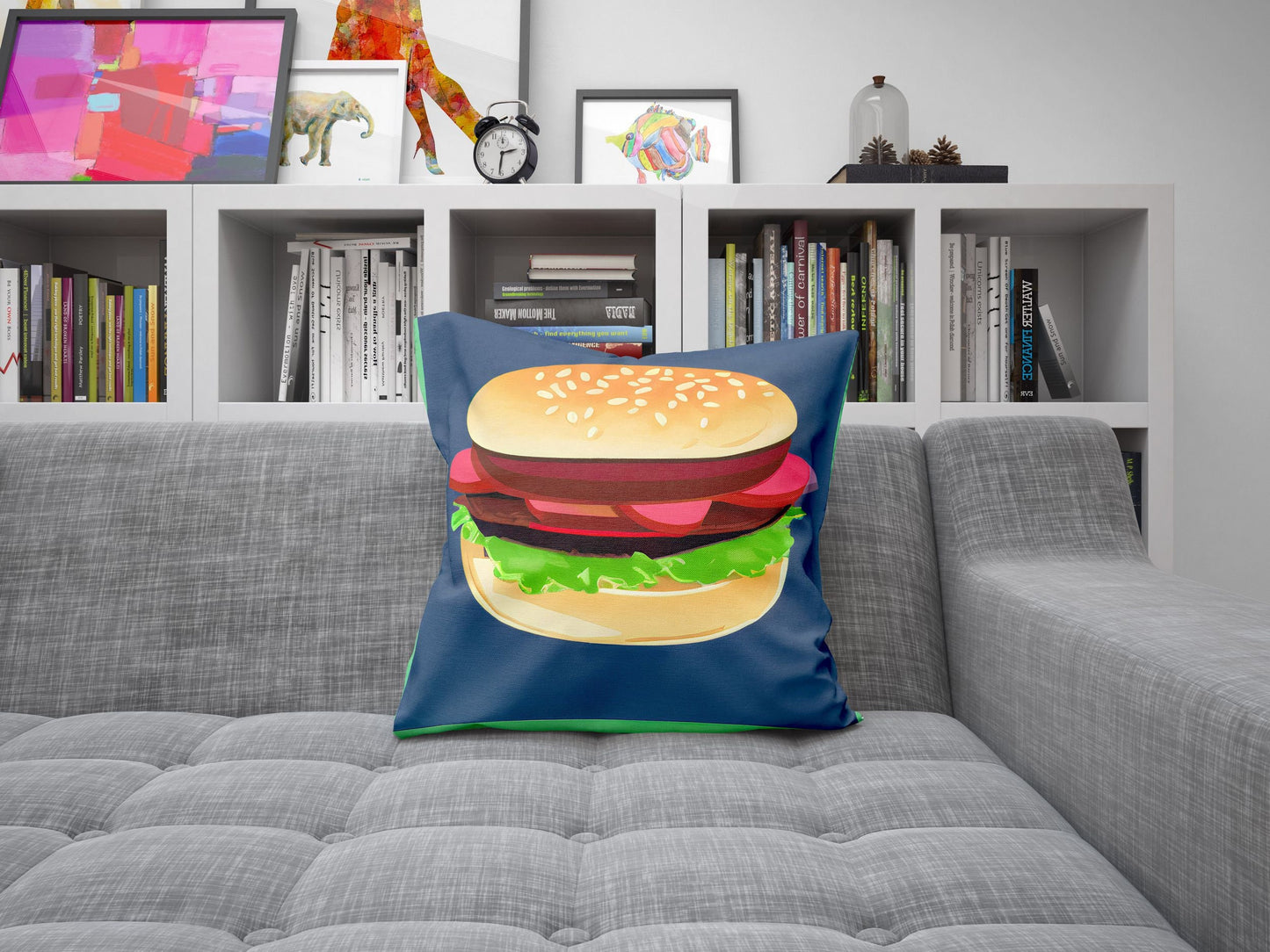 Hamburger Decorative Pillow, Abstract Throw Pillow Cover, Soft Pillow Cases, Beautiful Pillow, Home And Living, Sofa Pillows