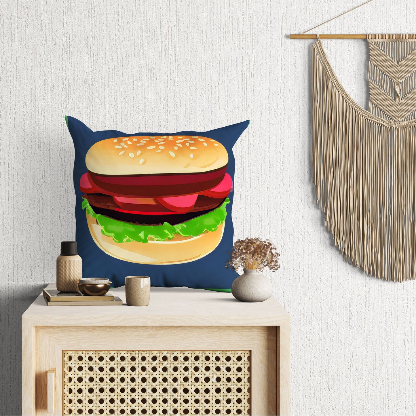 Hamburger Decorative Pillow, Abstract Throw Pillow Cover, Soft Pillow Cases, Beautiful Pillow, Home And Living, Sofa Pillows