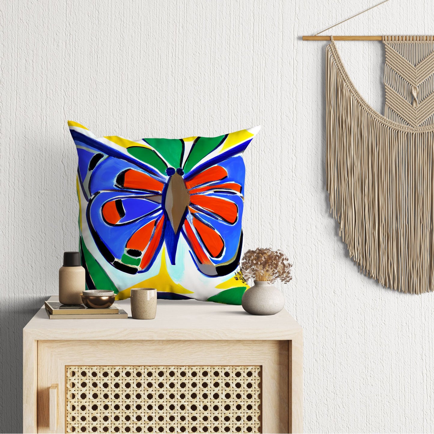 Butterfly Toss Pillow, Abstract Throw Pillow, Soft Pillow Cases, Colorful Pillow Case, Watercolor Pillow Cases, Square Pillow