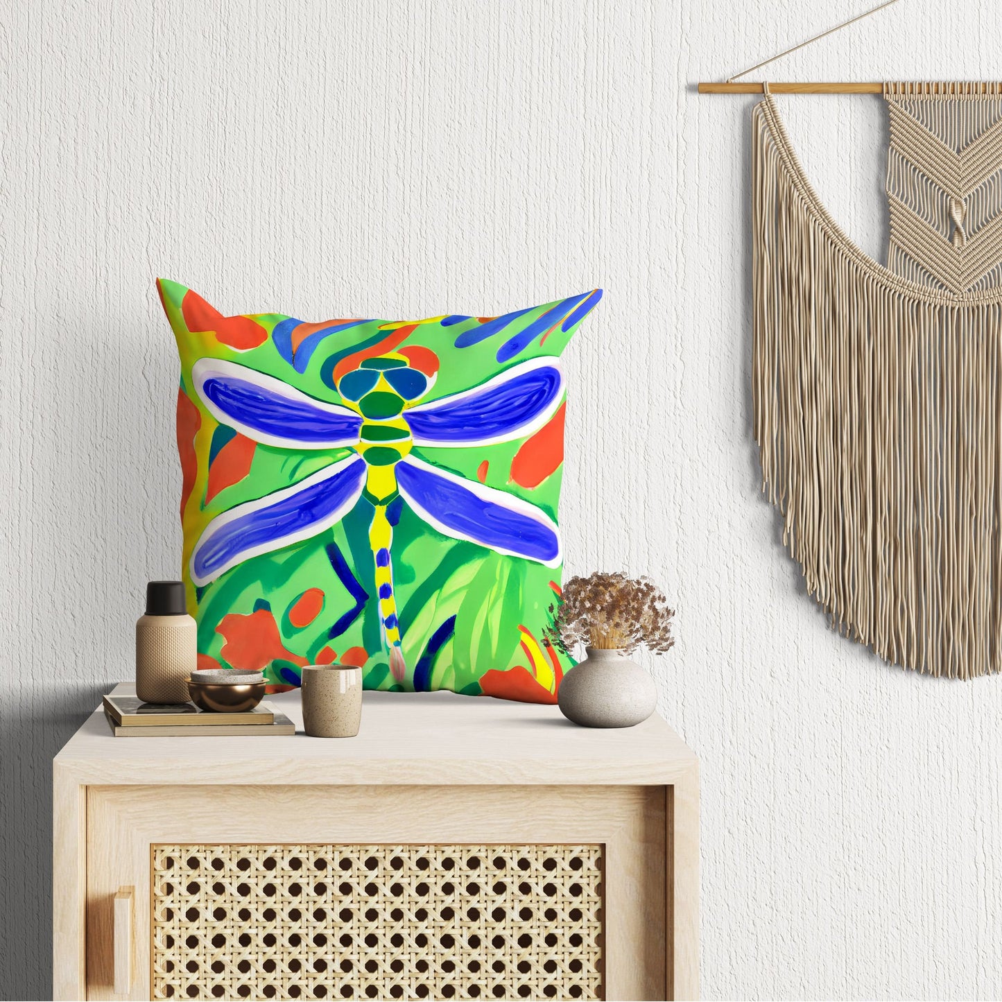 Dragonfly Tapestry Pillows, Abstract Pillow Case, Designer Pillow, Colorful Pillow Case, Fashion, 18 X 18 Pillow Covers, Home Decor Pillow