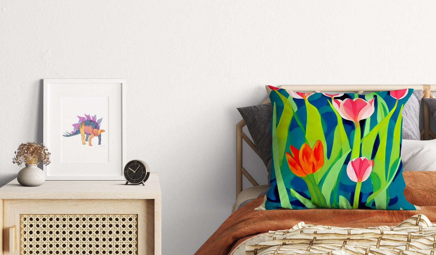 Tulips Decorative Pillow, Flower Pillow, Designer Pillow, Colorful Pillow Case, Contemporary Pillow, 24X24 Pillow Case, Housewarming Gift
