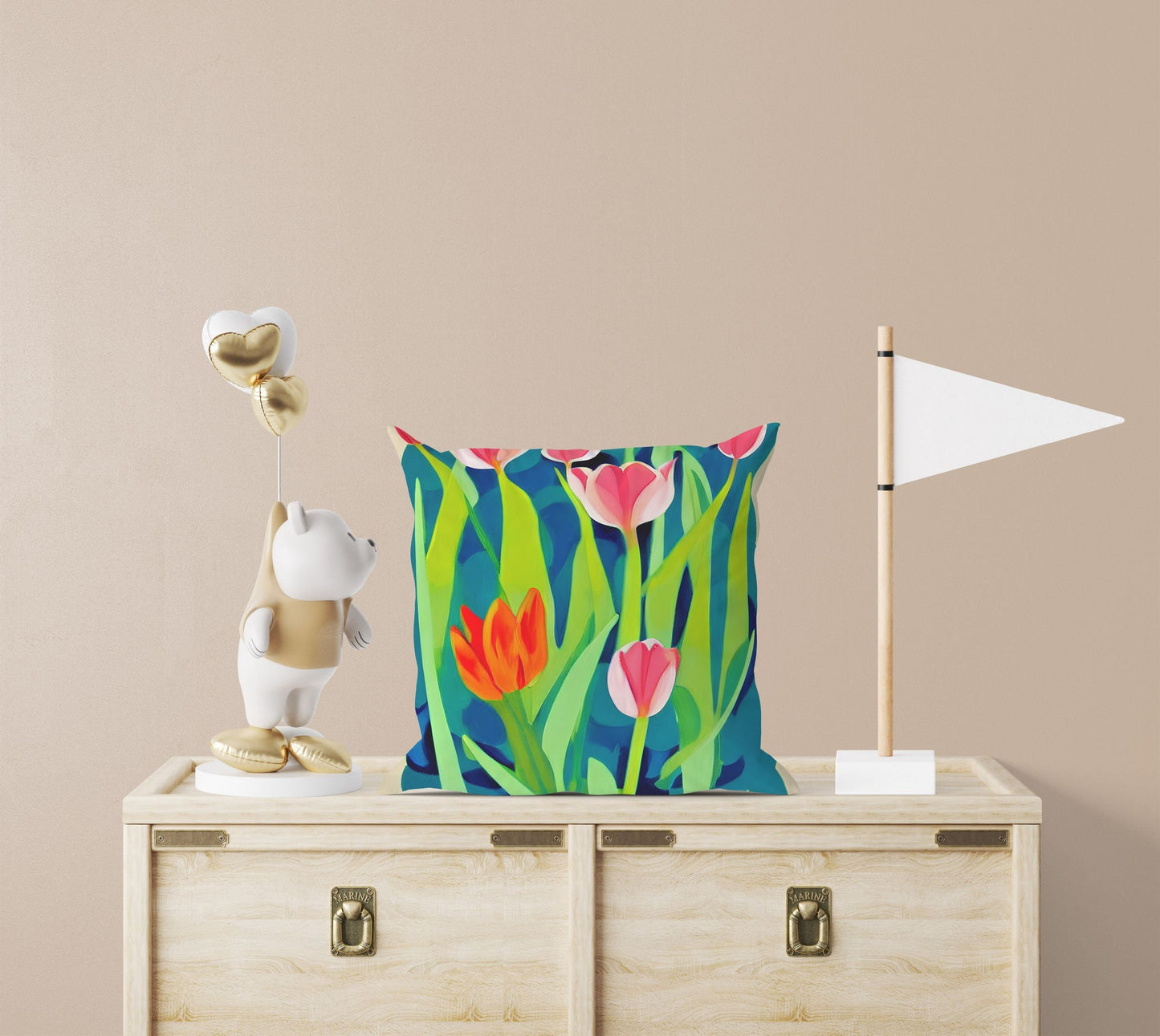 Tulips Decorative Pillow, Flower Pillow, Designer Pillow, Colorful Pillow Case, Contemporary Pillow, 24X24 Pillow Case, Housewarming Gift