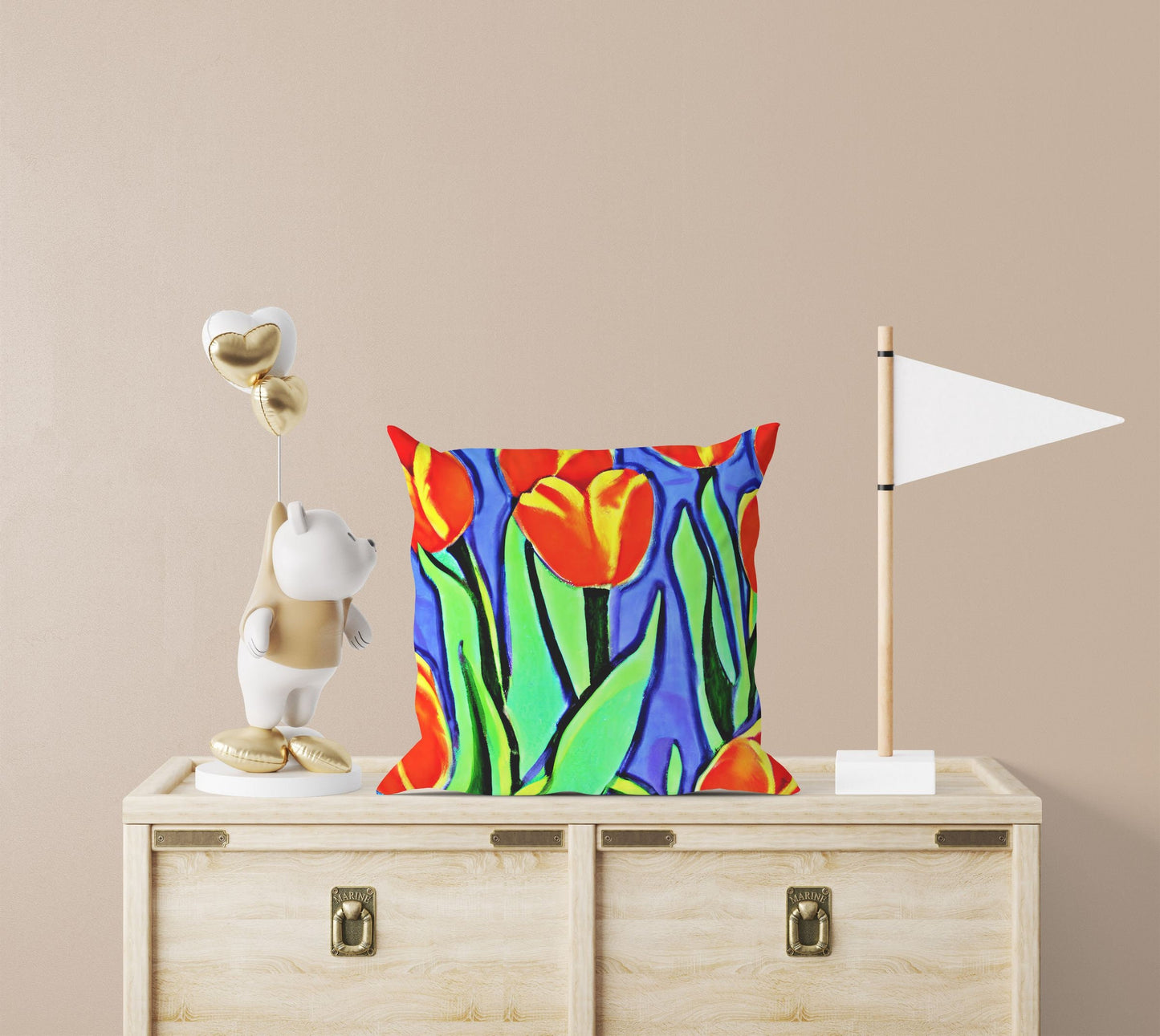 Tulips Decorative Pillow, Flower Pillow, Designer Pillow, Colorful Pillow Case, Contemporary Pillow, 24X24 Pillow Case, Housewarming Gift